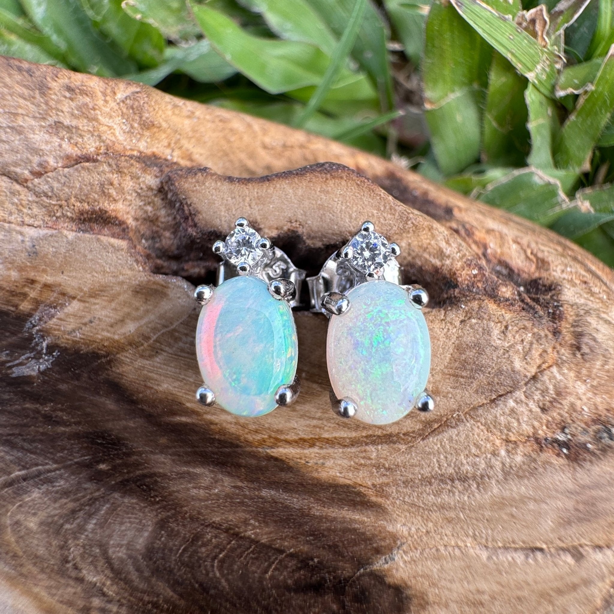 1ct Coober Pedy Opal Earrings ~ 'Billabong Blush' | 925 Sterling Silver | Solid Australian Opal