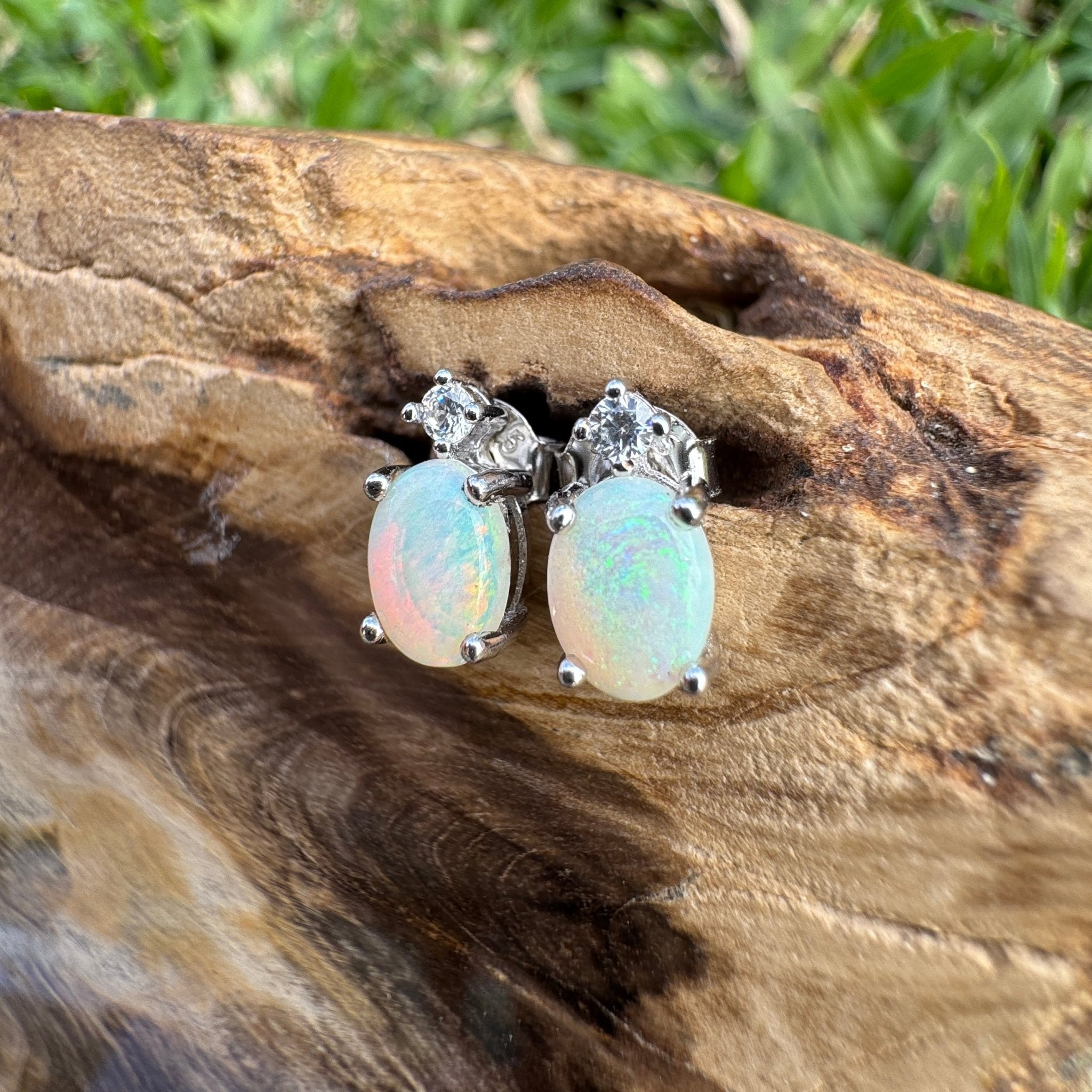 1ct Coober Pedy Opal Earrings ~ 'Billabong Blush' | 925 Sterling Silver | Solid Australian Opal