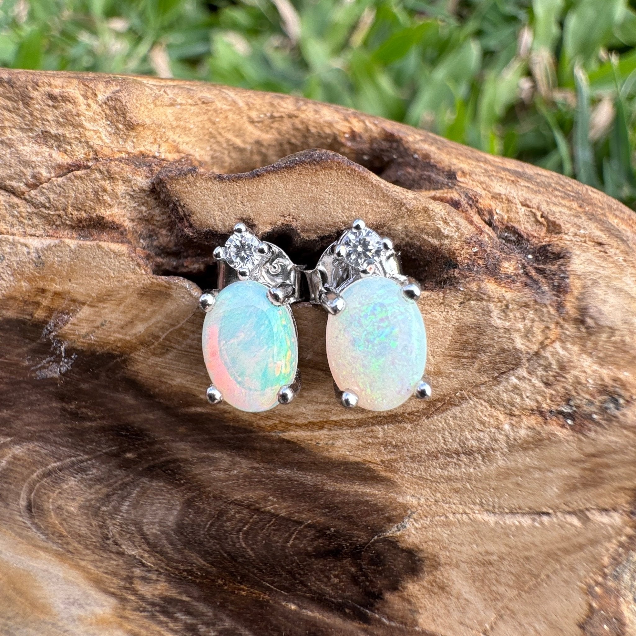 1ct Coober Pedy Opal Earrings ~ 'Billabong Blush' | 925 Sterling Silver | Solid Australian Opal