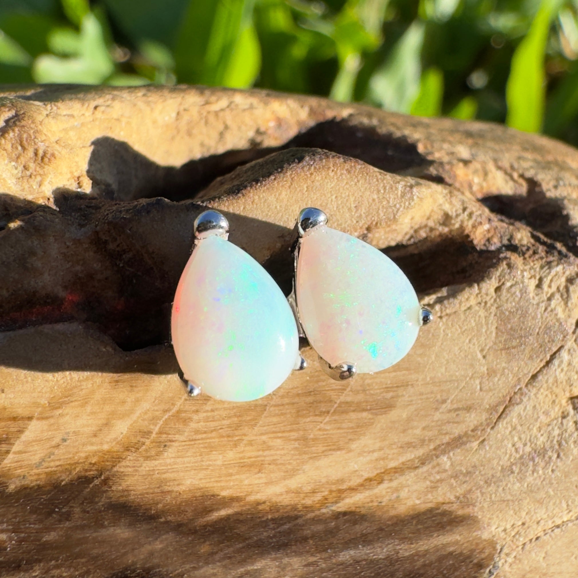 1ct Coober Pedy Opal Earrings ~ 'Coral Bay Cascade' | 925 Sterling Silver | Solid Australian Opal