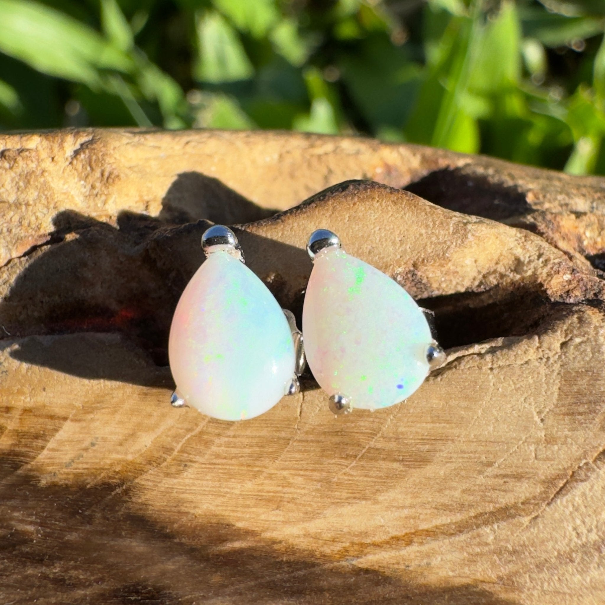 1ct Coober Pedy Opal Earrings ~ 'Coral Bay Cascade' | 925 Sterling Silver | Solid Australian Opal