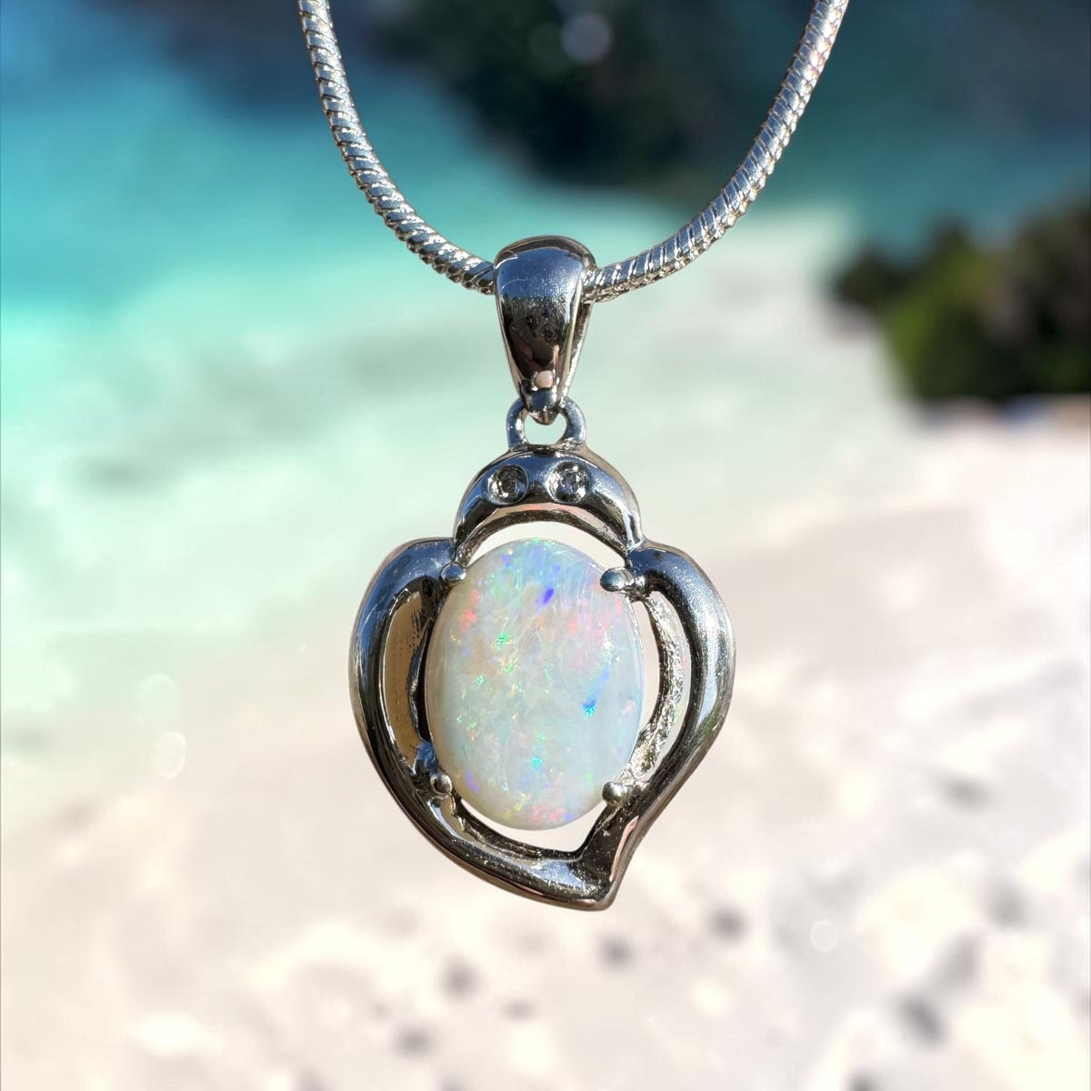 1ct Coober Pedy Opal Pendant Necklace ~ 'Corryong Glow' | 925 Sterling Silver | Solid Australian Opal
