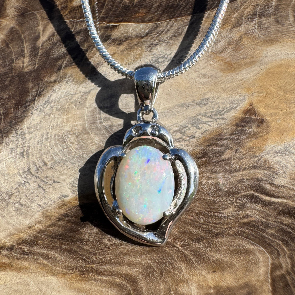 1ct Coober Pedy Opal Pendant Necklace ~ 'Corryong Glow' | 925 Sterling Silver | Solid Australian Opal