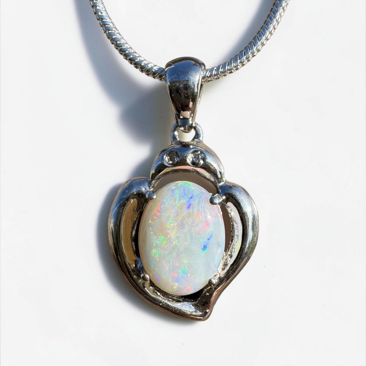 1ct Coober Pedy Opal Pendant Necklace ~ 'Corryong Glow' | 925 Sterling Silver | Solid Australian Opal