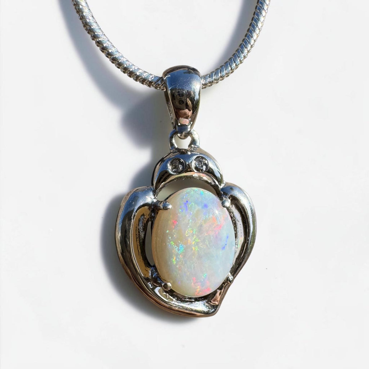 1ct Coober Pedy Opal Pendant Necklace ~ 'Corryong Glow' | 925 Sterling Silver | Solid Australian Opal