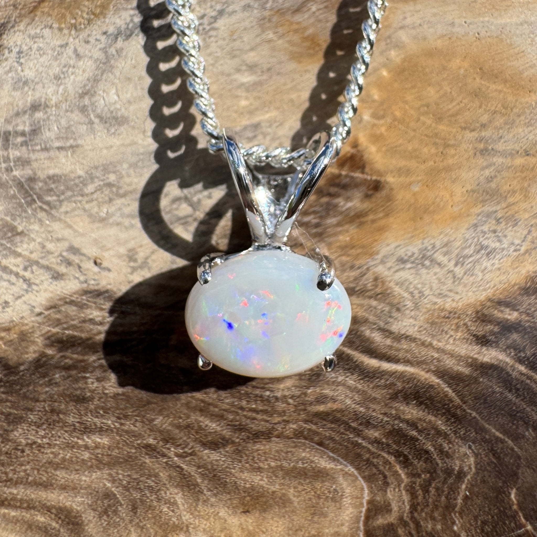 1ct Coober Pedy Opal Pendant Necklace ~ 'Dove Lake Mirror' | 925 Sterling Silver | Solid Australian Opal