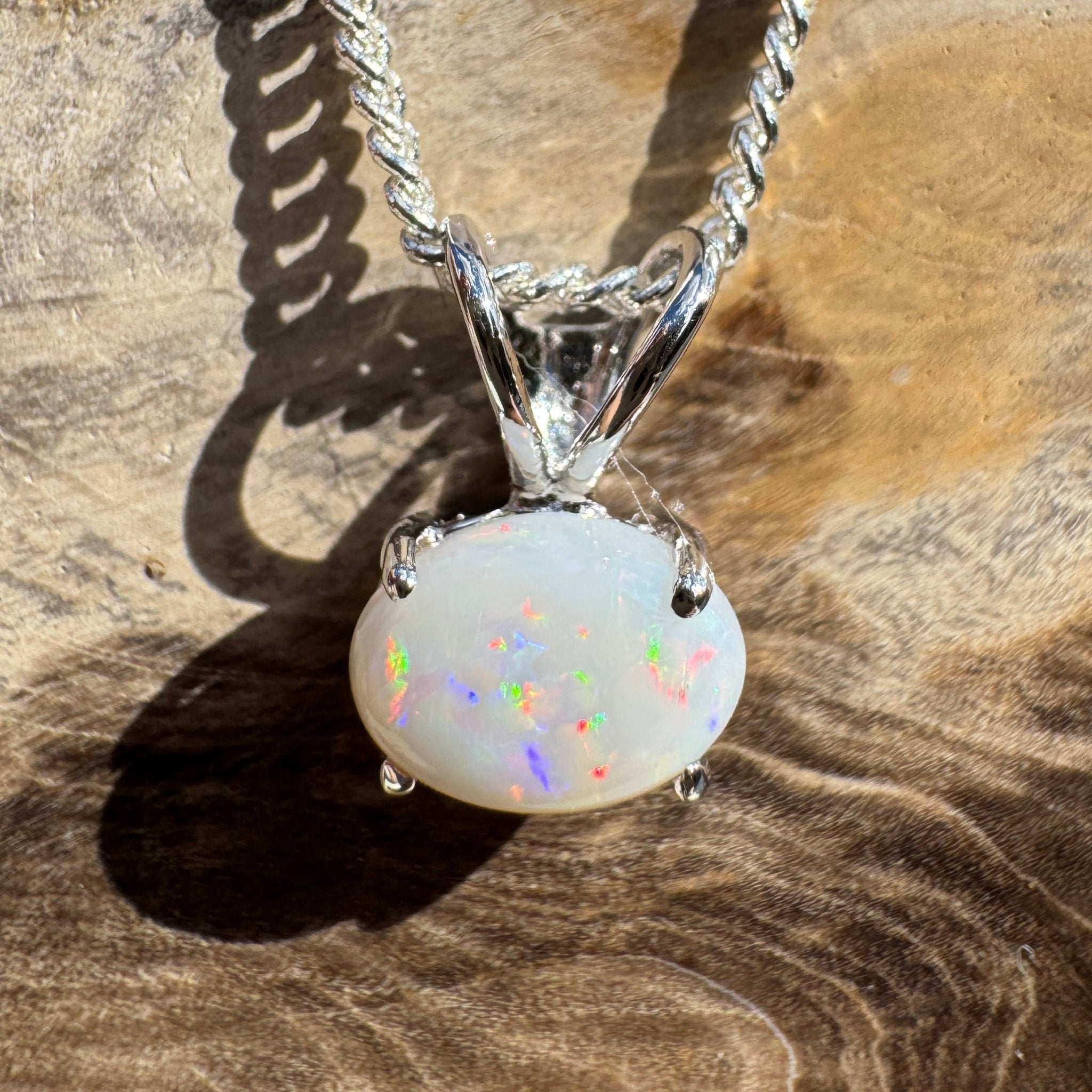 1ct Coober Pedy Opal Pendant Necklace ~ 'Dove Lake Mirror' | 925 Sterling Silver | Solid Australian Opal