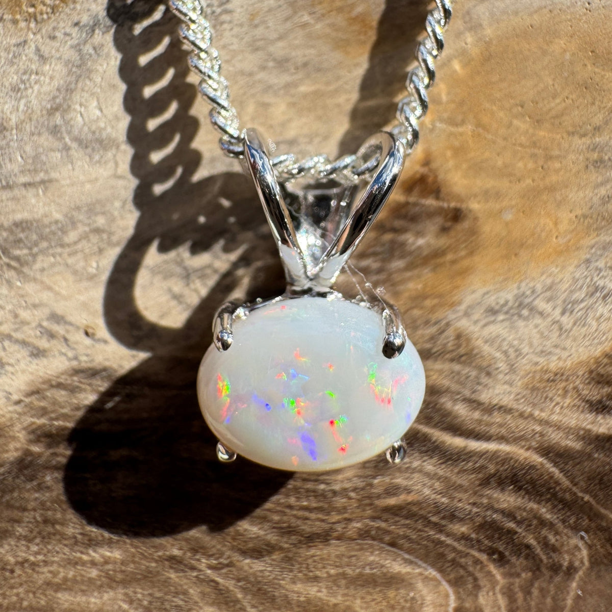 1ct Coober Pedy Opal Pendant Necklace ~ 'Dove Lake Mirror' | 925 Sterling Silver | Solid Australian Opal