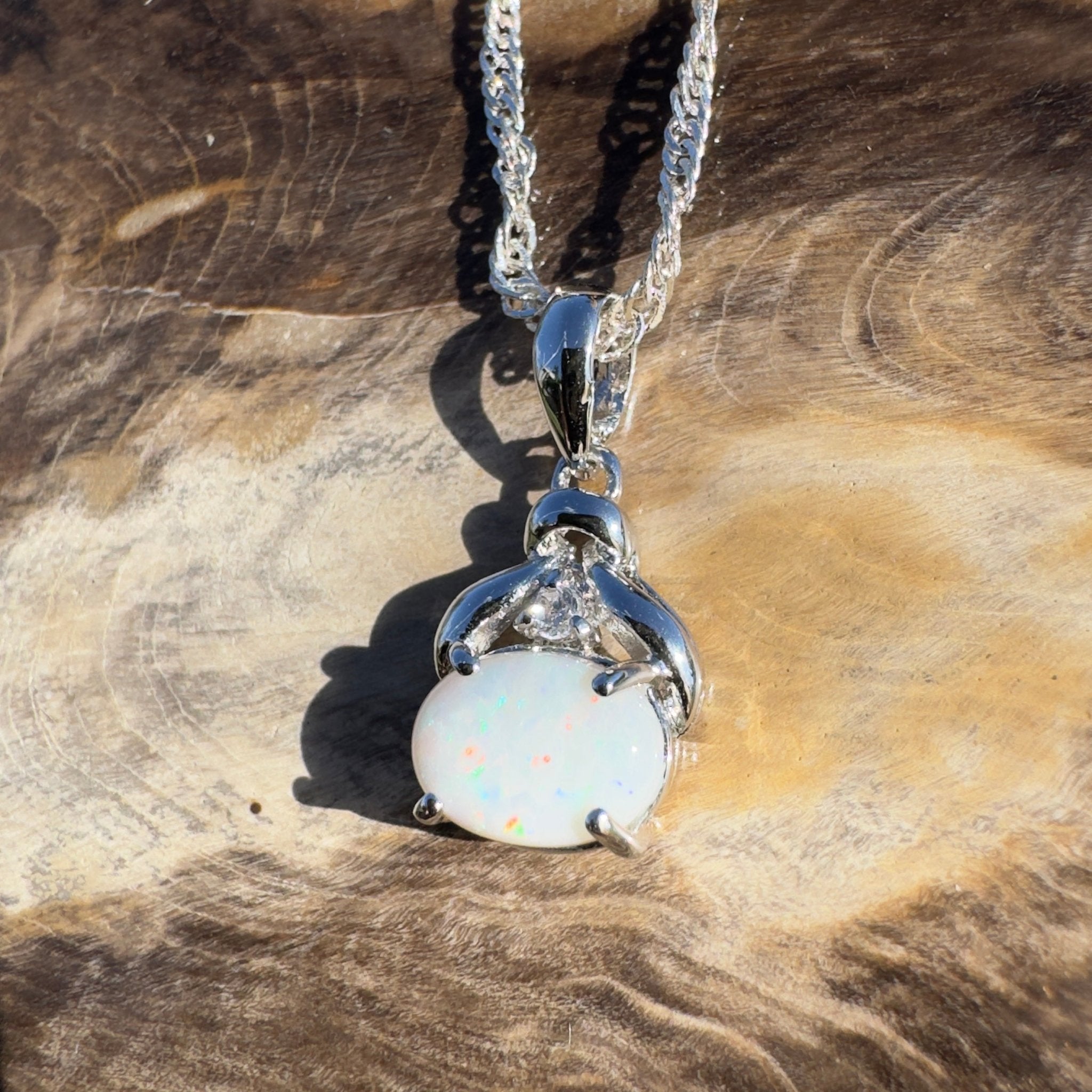 1ct Coober Pedy Opal Pendant Necklace ~ 'Eyre Expanse' | 925 Sterling Silver | Solid Australian Opal