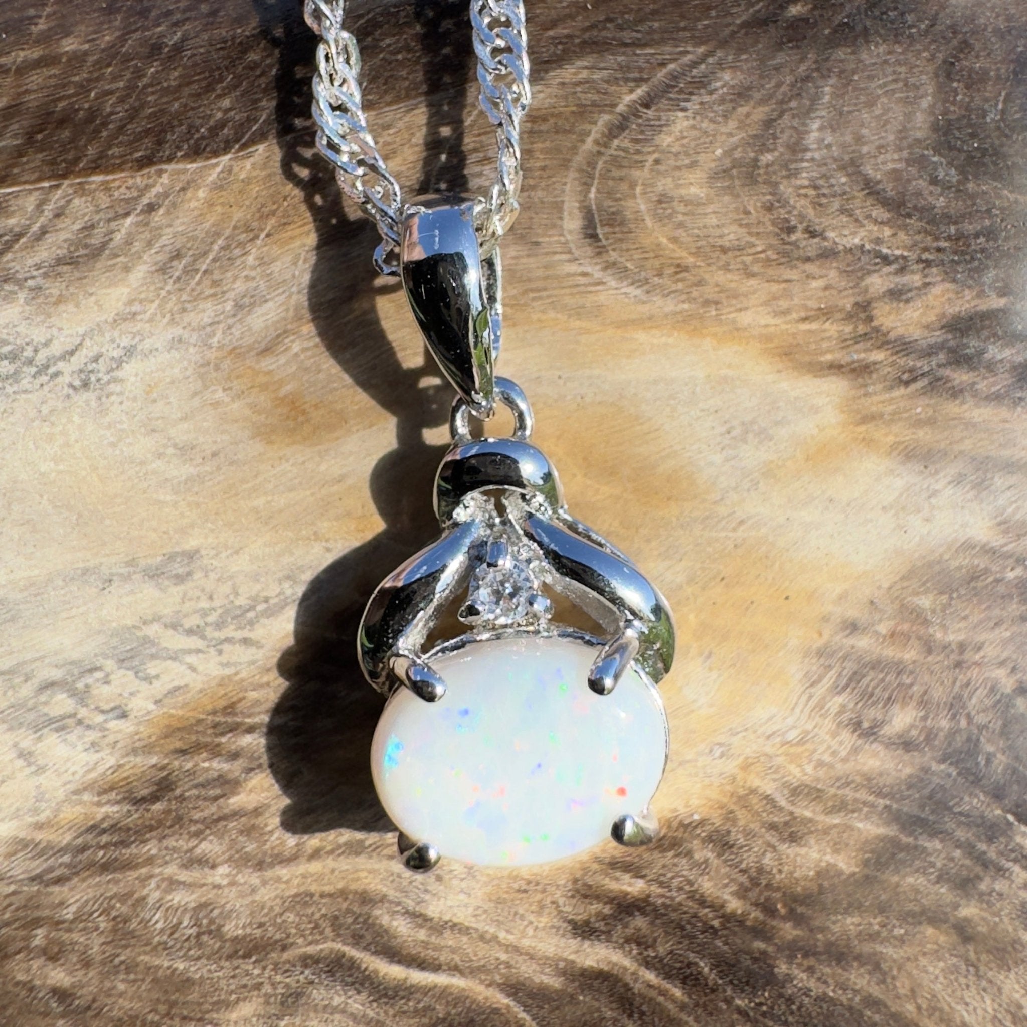 1ct Coober Pedy Opal Pendant Necklace ~ 'Eyre Expanse' | 925 Sterling Silver | Solid Australian Opal