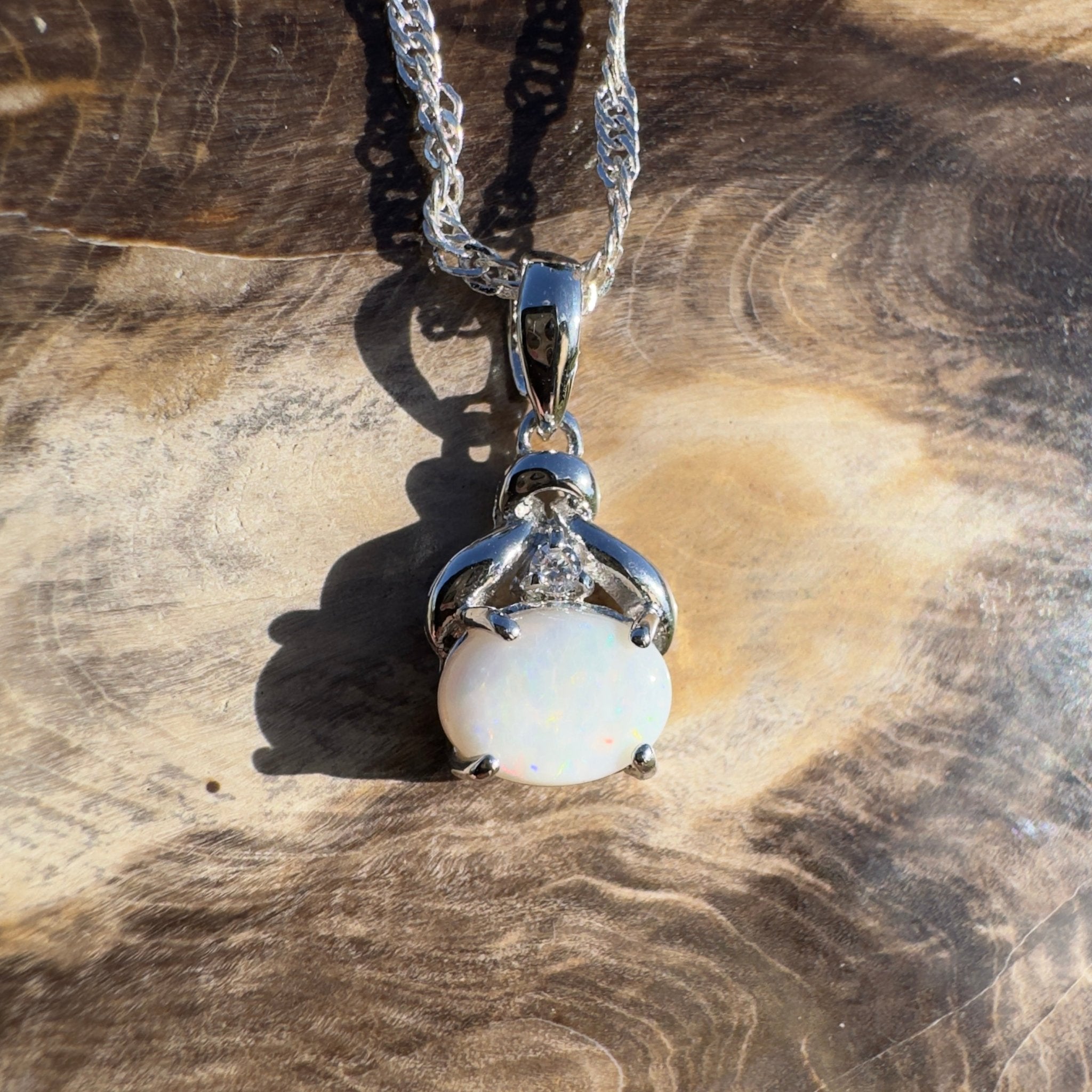 1ct Coober Pedy Opal Pendant Necklace ~ 'Eyre Expanse' | 925 Sterling Silver | Solid Australian Opal