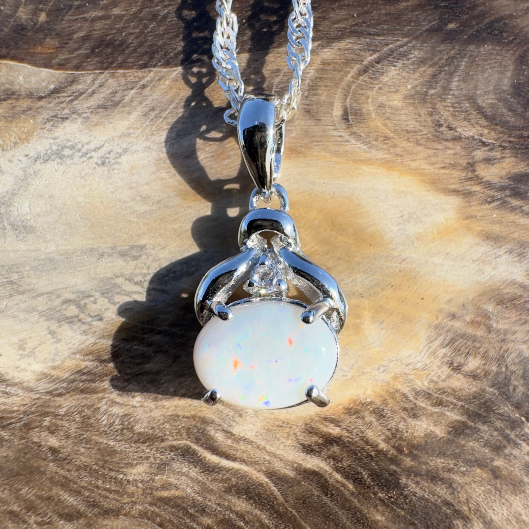 1ct Coober Pedy Opal Pendant Necklace ~ 'Eyre Expanse' | 925 Sterling Silver | Solid Australian Opal