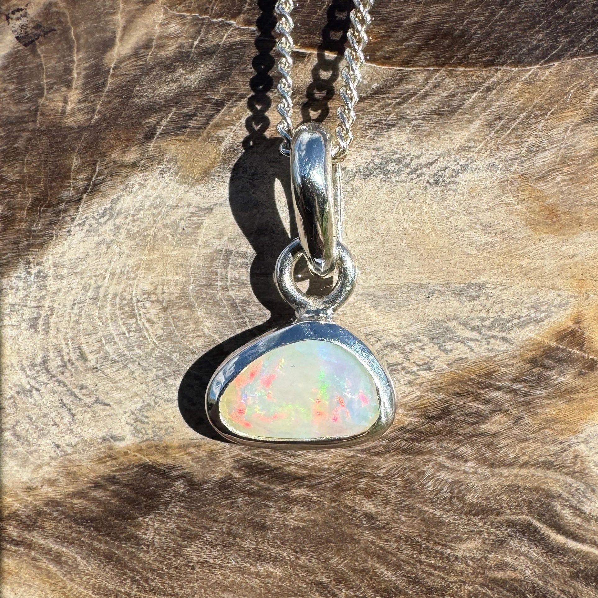 1ct Coober Pedy Opal Pendant Necklace ~ 'Nautilus Nebula' | 925 Sterling Silver | Solid Australian Opal
