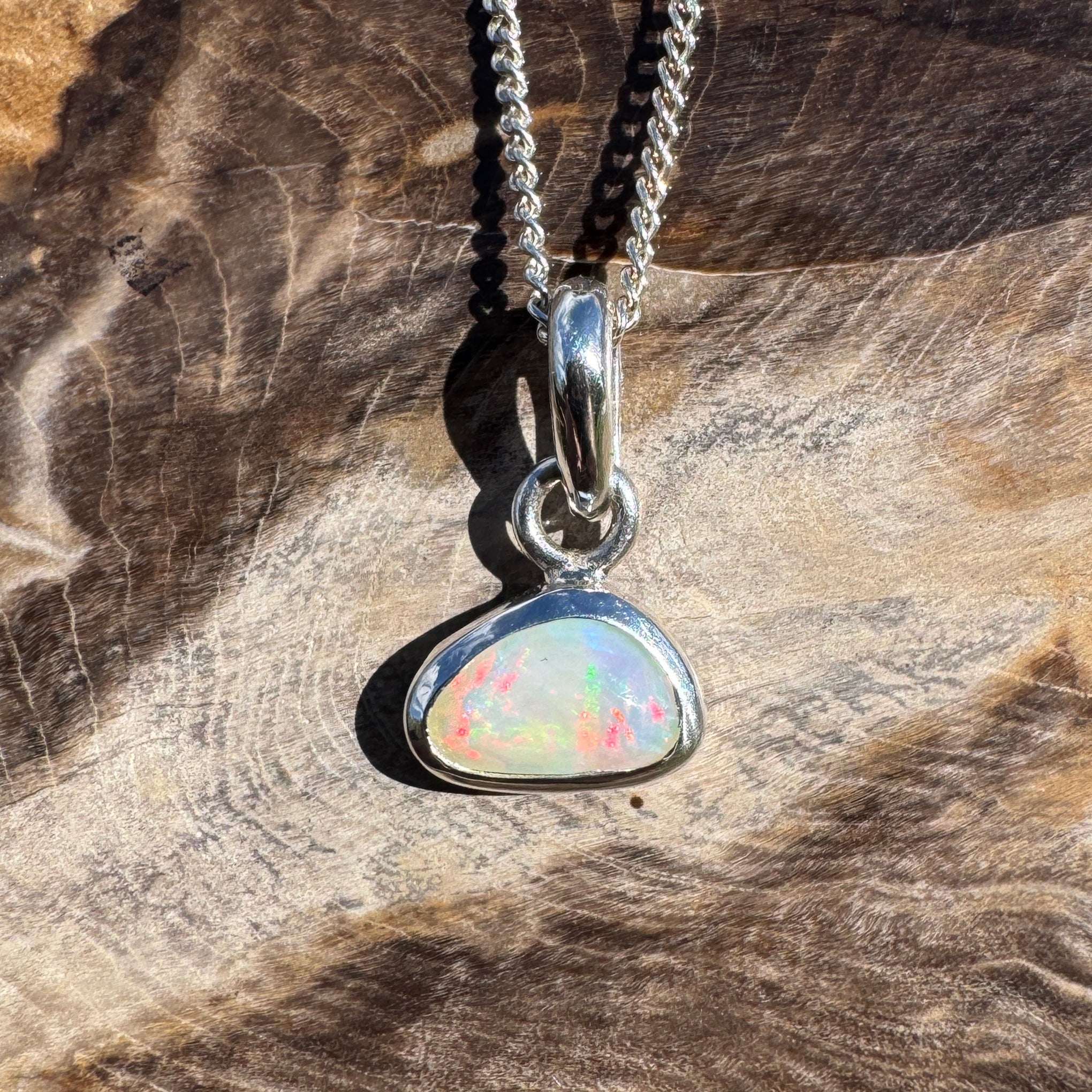 1ct Coober Pedy Opal Pendant Necklace ~ 'Nautilus Nebula' | 925 Sterling Silver | Solid Australian Opal