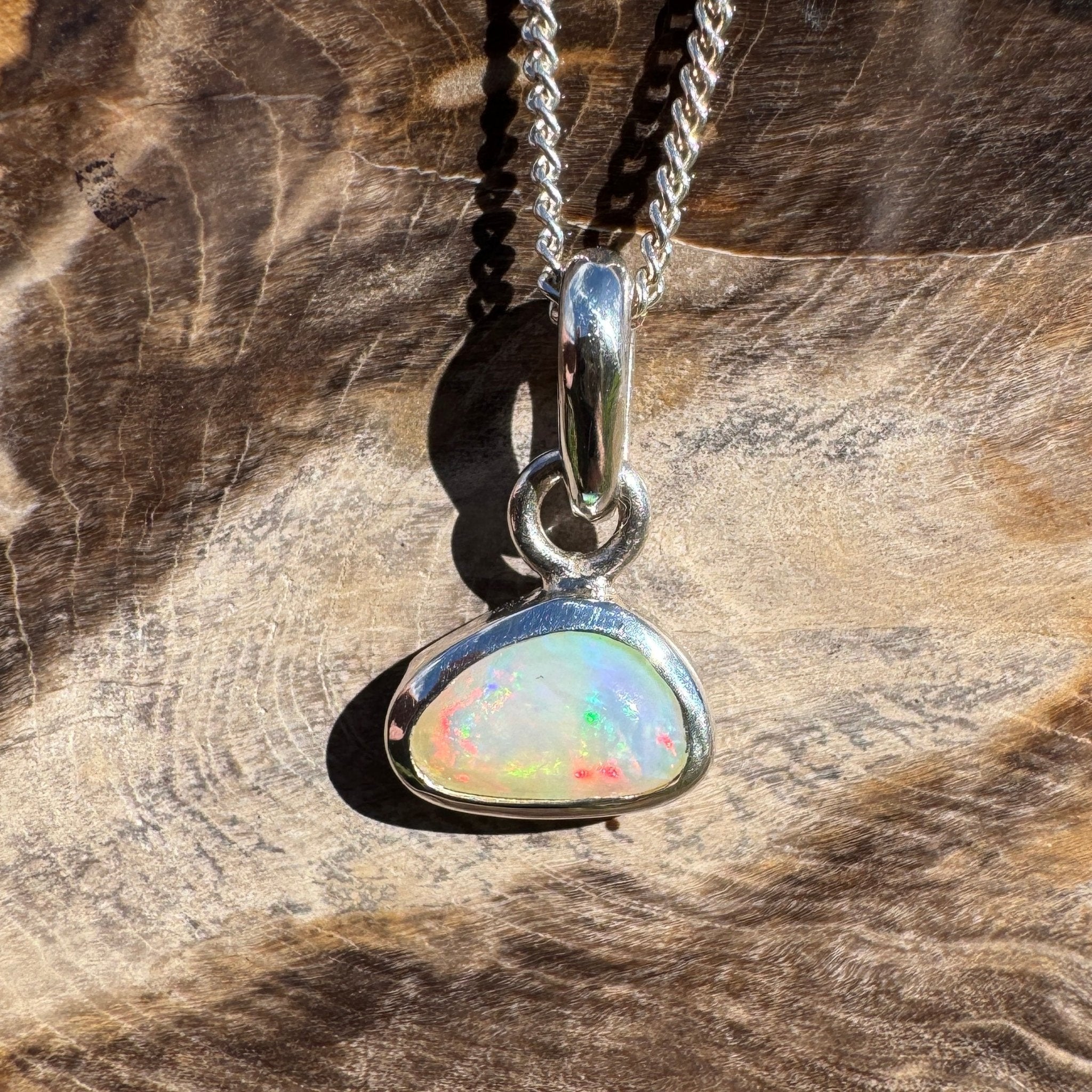 1ct Coober Pedy Opal Pendant Necklace ~ 'Nautilus Nebula' | 925 Sterling Silver | Solid Australian Opal
