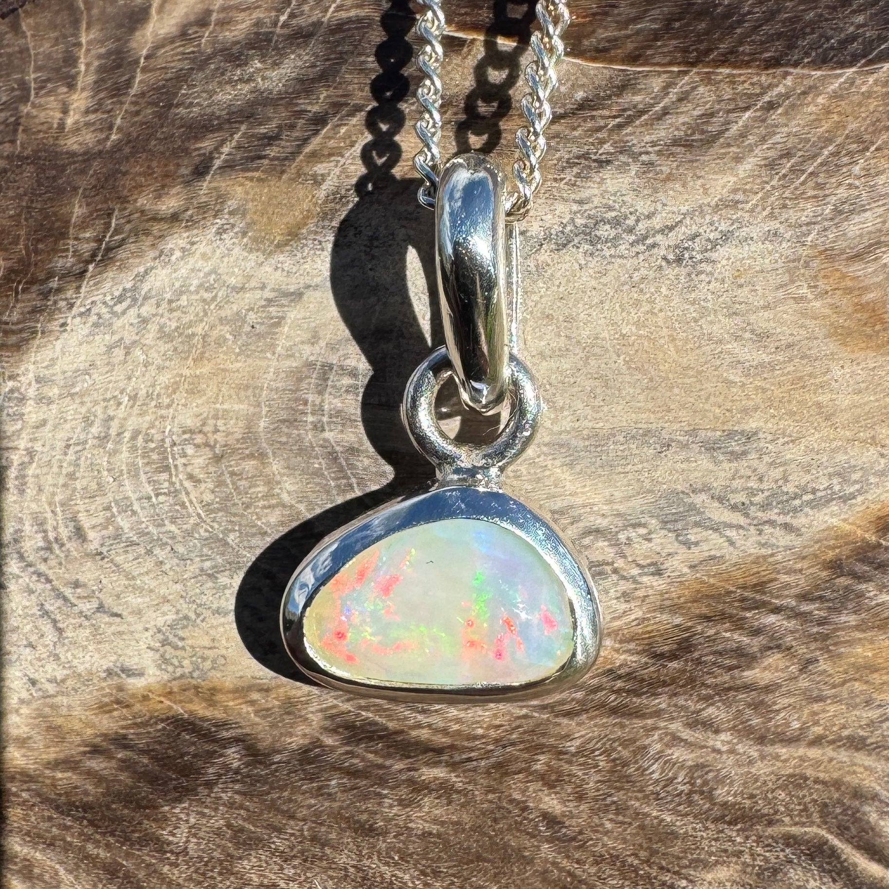1ct Coober Pedy Opal Pendant Necklace ~ 'Nautilus Nebula' | 925 Sterling Silver | Solid Australian Opal