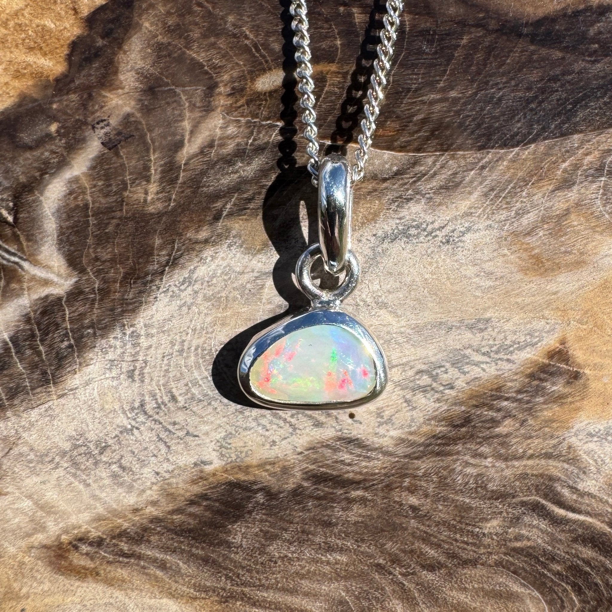 1ct Coober Pedy Opal Pendant Necklace ~ 'Nautilus Nebula' | 925 Sterling Silver | Solid Australian Opal