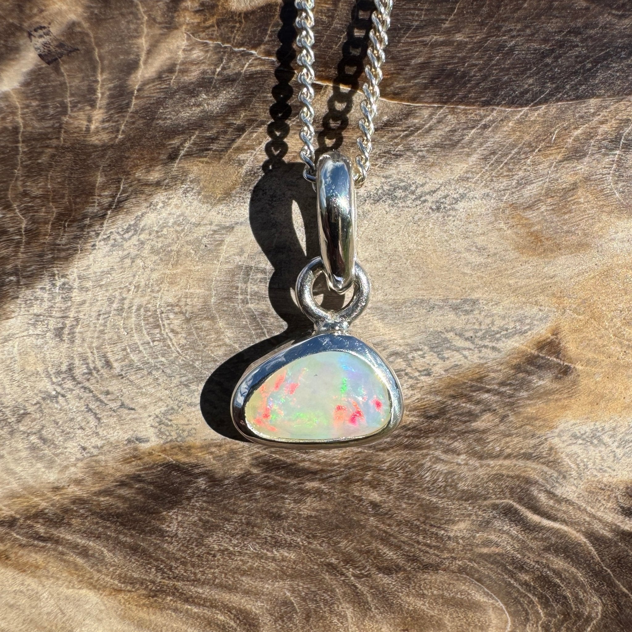 1ct Coober Pedy Opal Pendant Necklace ~ 'Nautilus Nebula' | 925 Sterling Silver | Solid Australian Opal