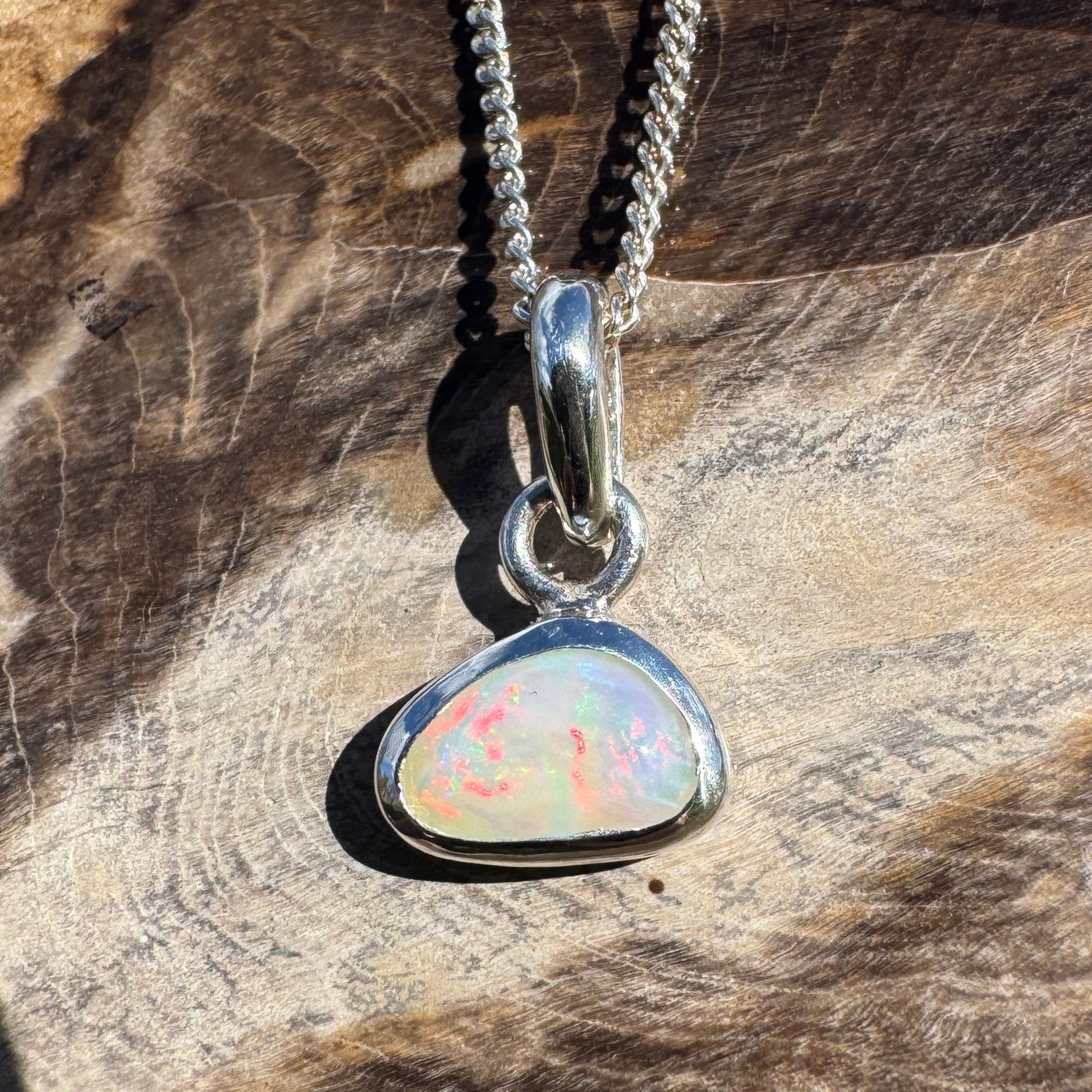 1ct Coober Pedy Opal Pendant Necklace ~ 'Nautilus Nebula' | 925 Sterling Silver | Solid Australian Opal
