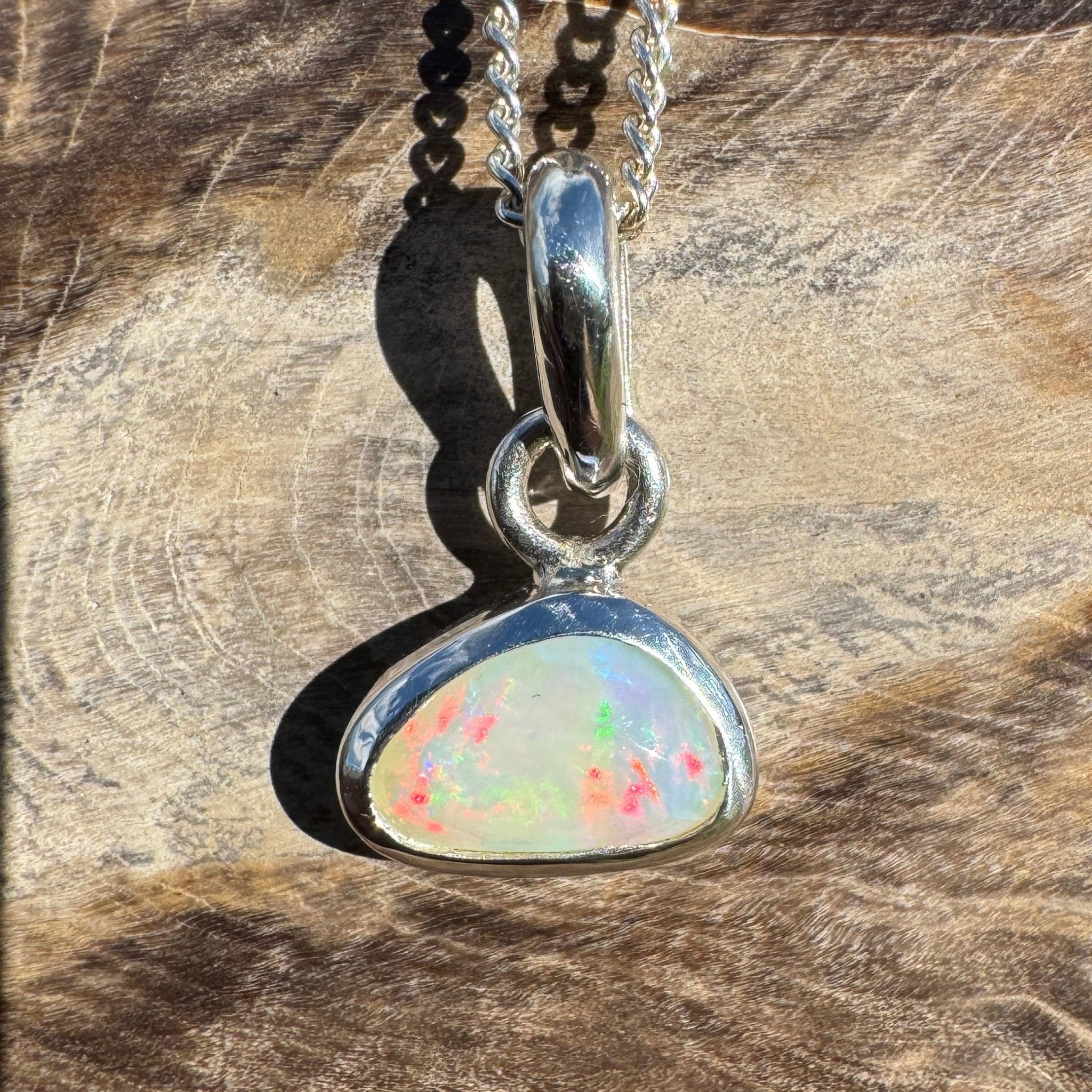 1ct Coober Pedy Opal Pendant Necklace ~ 'Nautilus Nebula' | 925 Sterling Silver | Solid Australian Opal