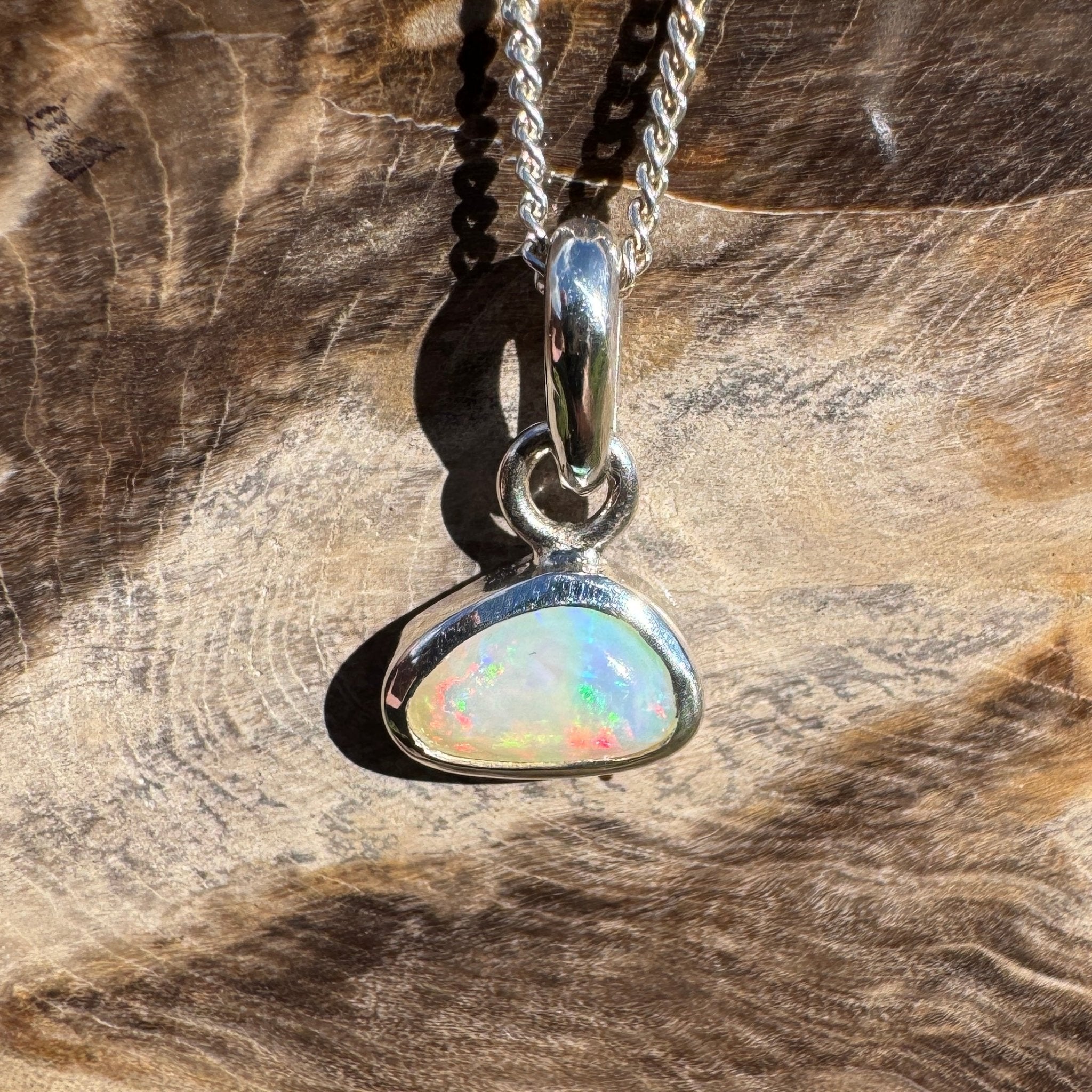 1ct Coober Pedy Opal Pendant Necklace ~ 'Nautilus Nebula' | 925 Sterling Silver | Solid Australian Opal