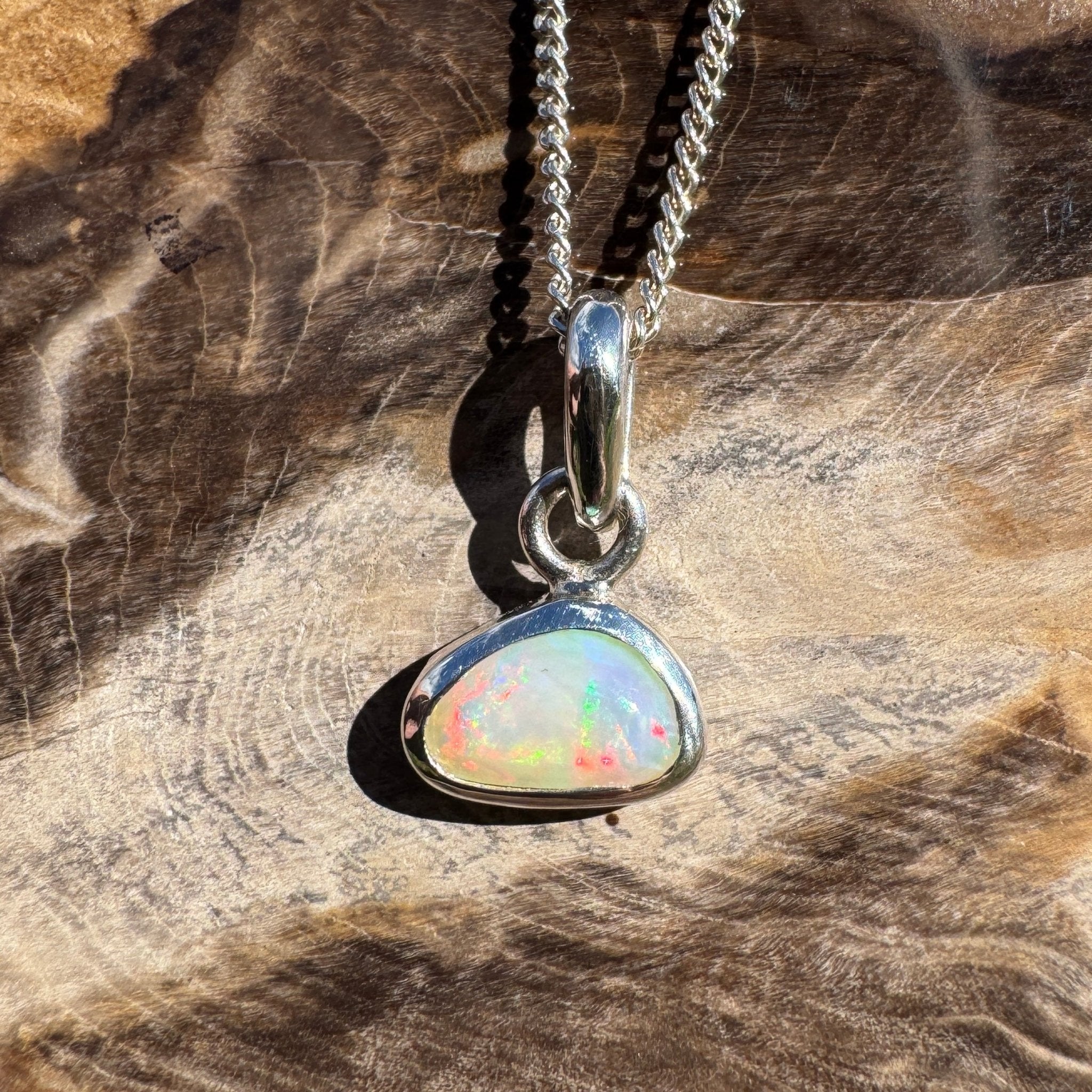 1ct Coober Pedy Opal Pendant Necklace ~ 'Nautilus Nebula' | 925 Sterling Silver | Solid Australian Opal