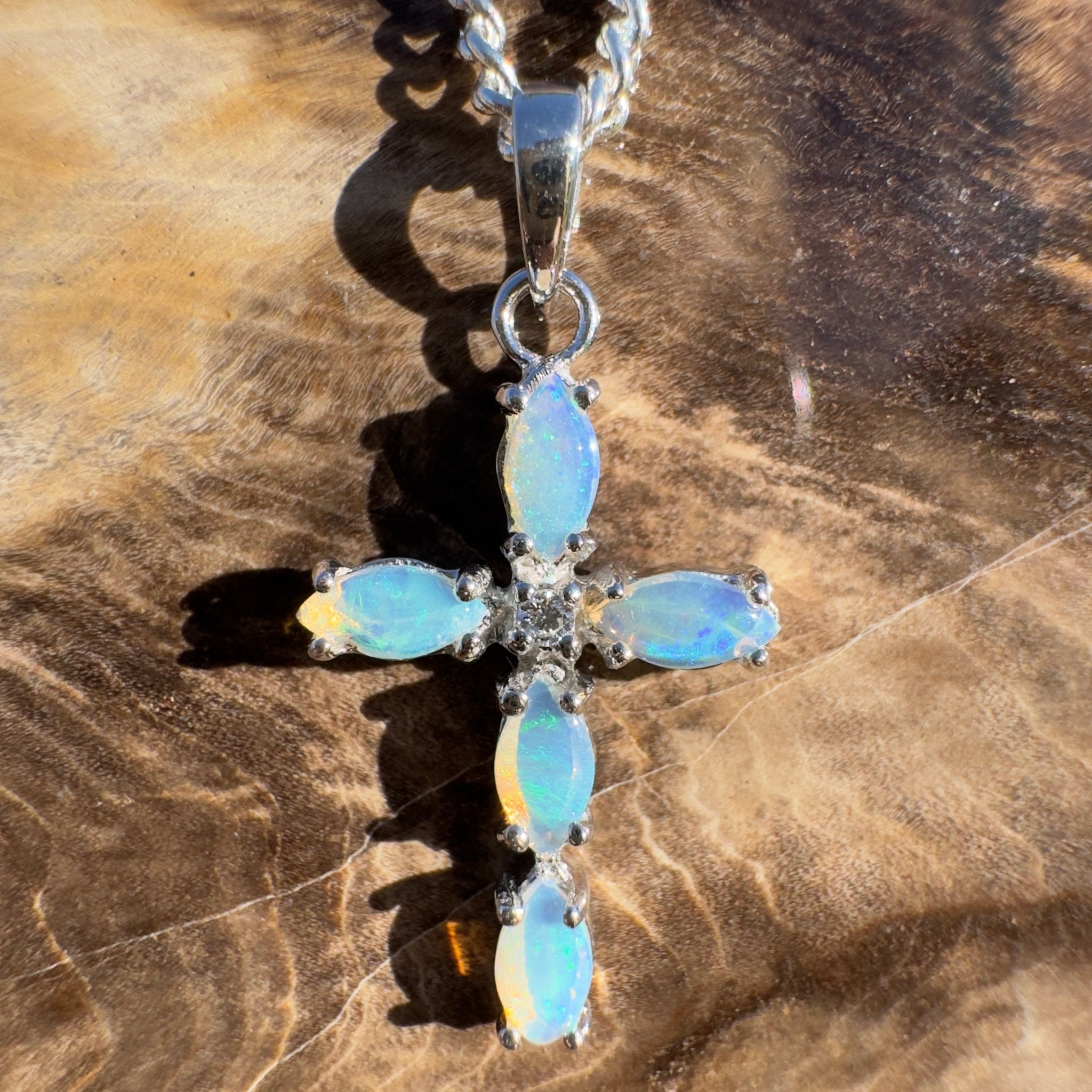 1ct Coober Pedy Opal Pendant Necklace ~ 'Nitmiluk Neon' | 925 Sterling Silver | Solid Australian Opal