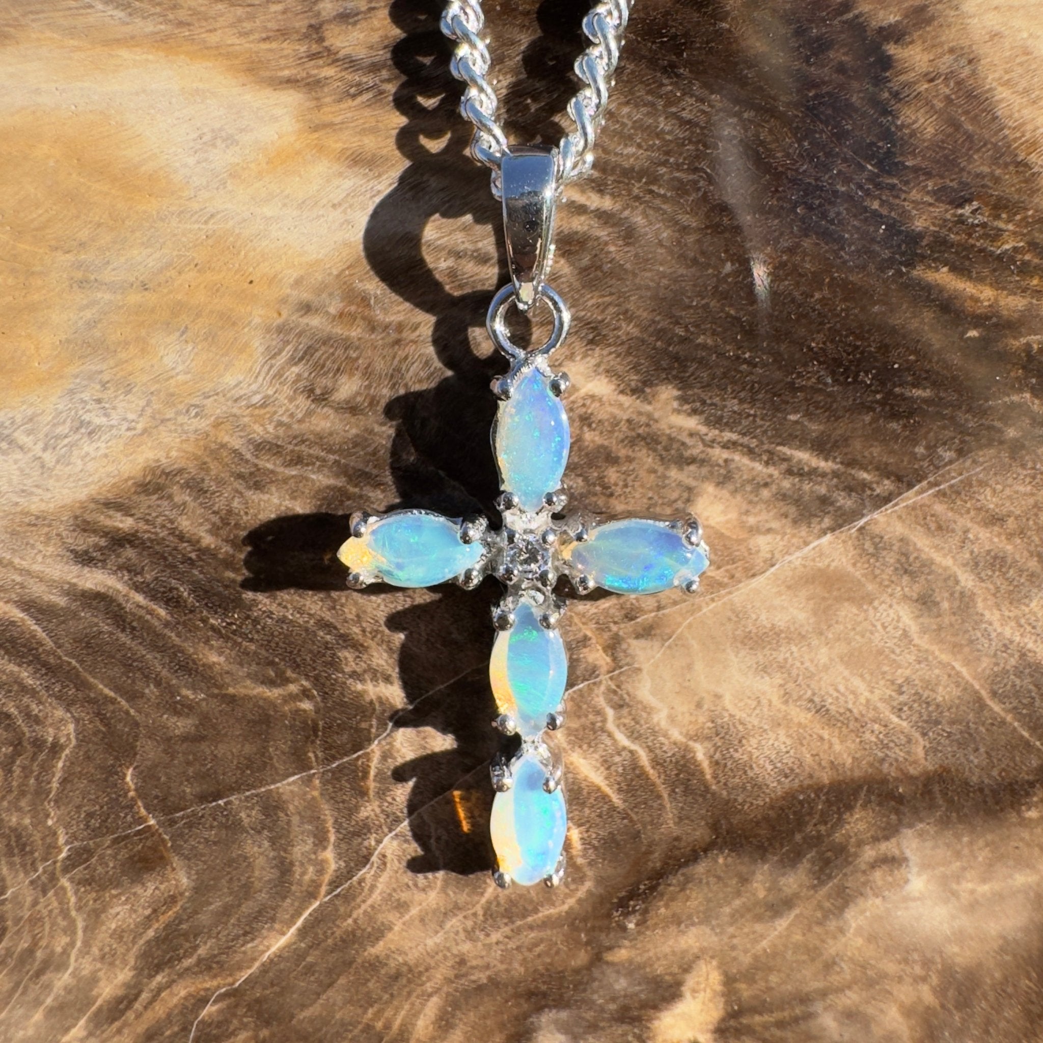 1ct Coober Pedy Opal Pendant Necklace ~ 'Nitmiluk Neon' | 925 Sterling Silver | Solid Australian Opal