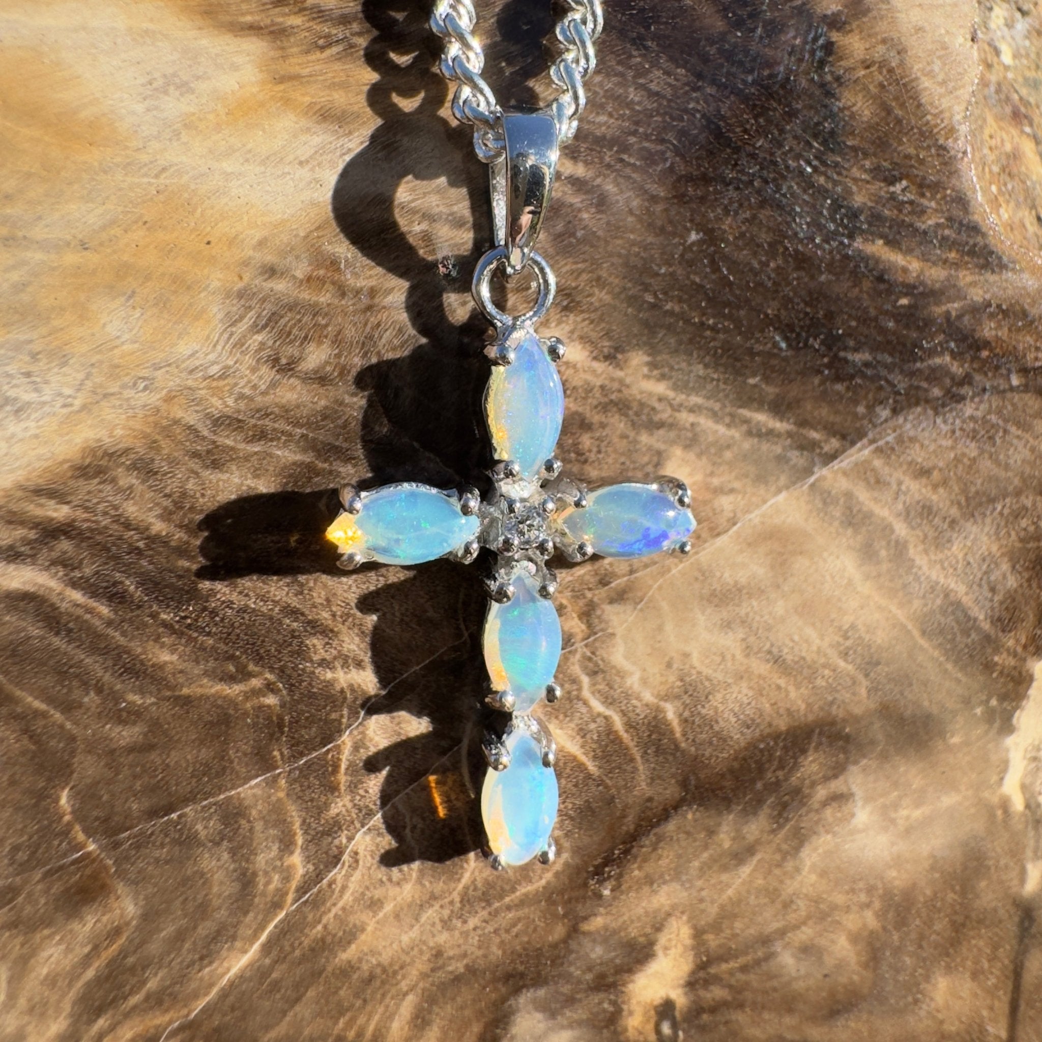 1ct Coober Pedy Opal Pendant Necklace ~ 'Nitmiluk Neon' | 925 Sterling Silver | Solid Australian Opal