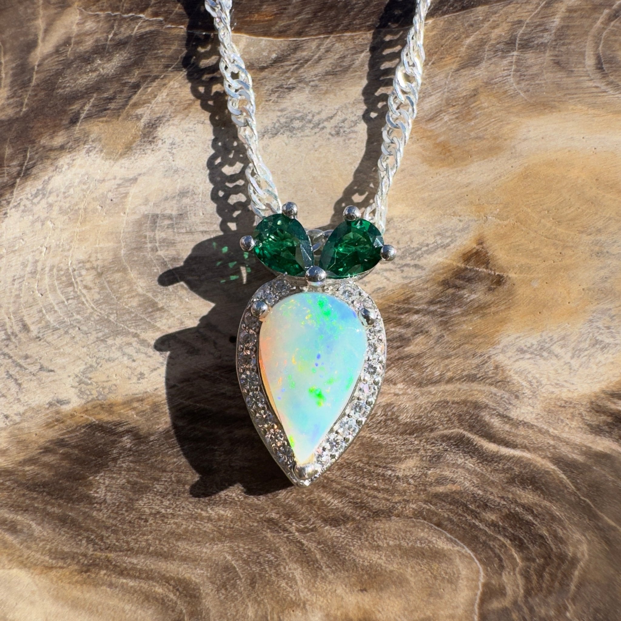 1ct Coober Pedy Opal Pendant Necklace ~ 'Nullarbor Sky Fire' | 925 Sterling Silver | Solid Australian Opal