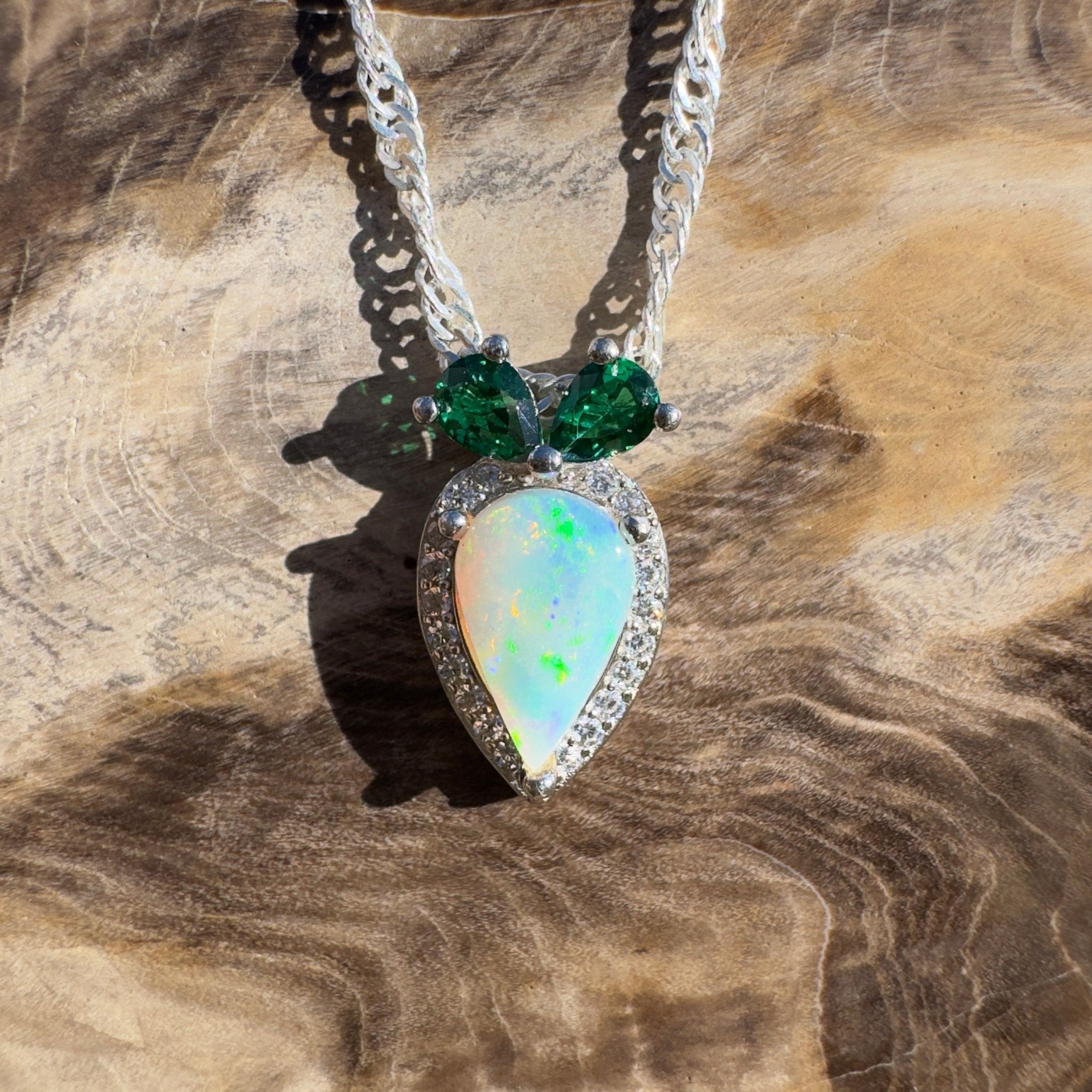 1ct Coober Pedy Opal Pendant Necklace ~ 'Nullarbor Sky Fire' | 925 Sterling Silver | Solid Australian Opal