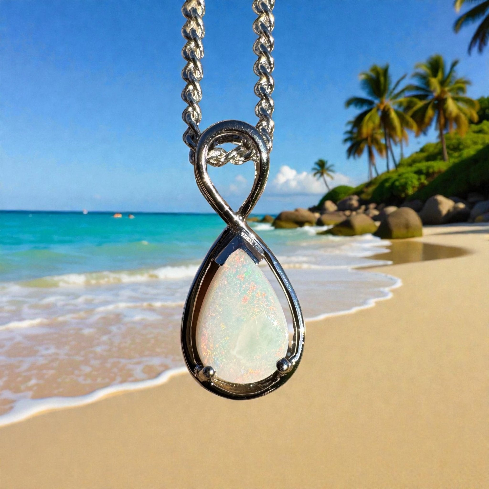 1ct Coober Pedy Opal Pendant Necklace ~ 'Orkney Sunset' | 925 Sterling Silver | Solid Australian Opal