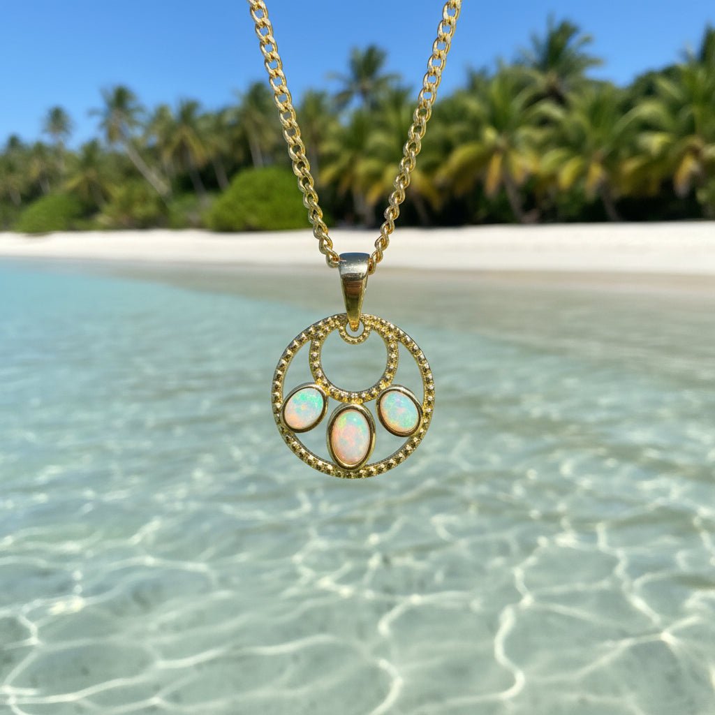1ct Coober Pedy Opal Pendant Necklace ~ 'Outback Imprint' | Gold Coated 925 Sterling Silver | Solid Australian Opal