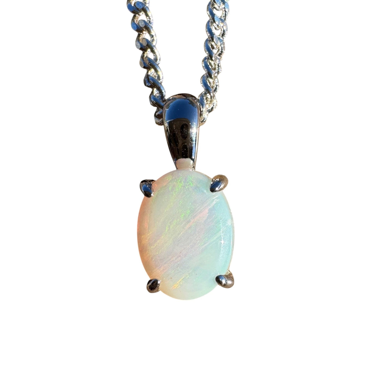 1ct Coober Pedy Opal Pendant Necklace ~ 'Rottnest Light' | 925 Sterling Silver | Solid Australian Opal