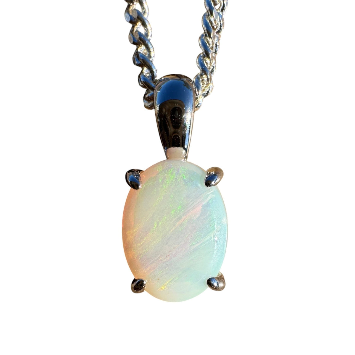 1ct Coober Pedy Opal Pendant Necklace ~ 'Rottnest Light' | 925 Sterling Silver | Solid Australian Opal