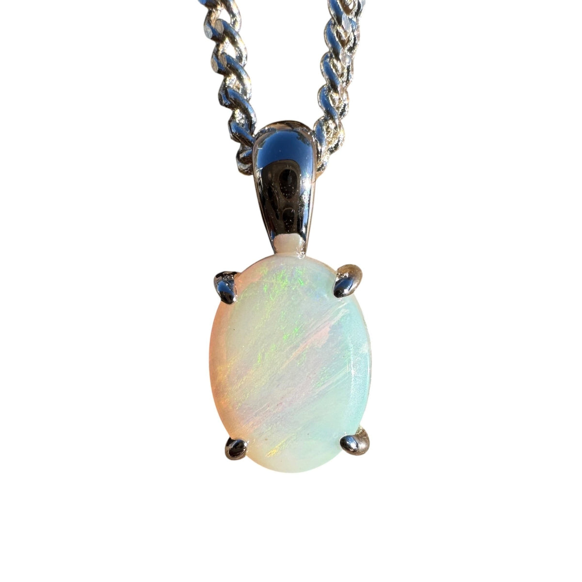 1ct Coober Pedy Opal Pendant Necklace ~ 'Rottnest Light' | 925 Sterling Silver | Solid Australian Opal
