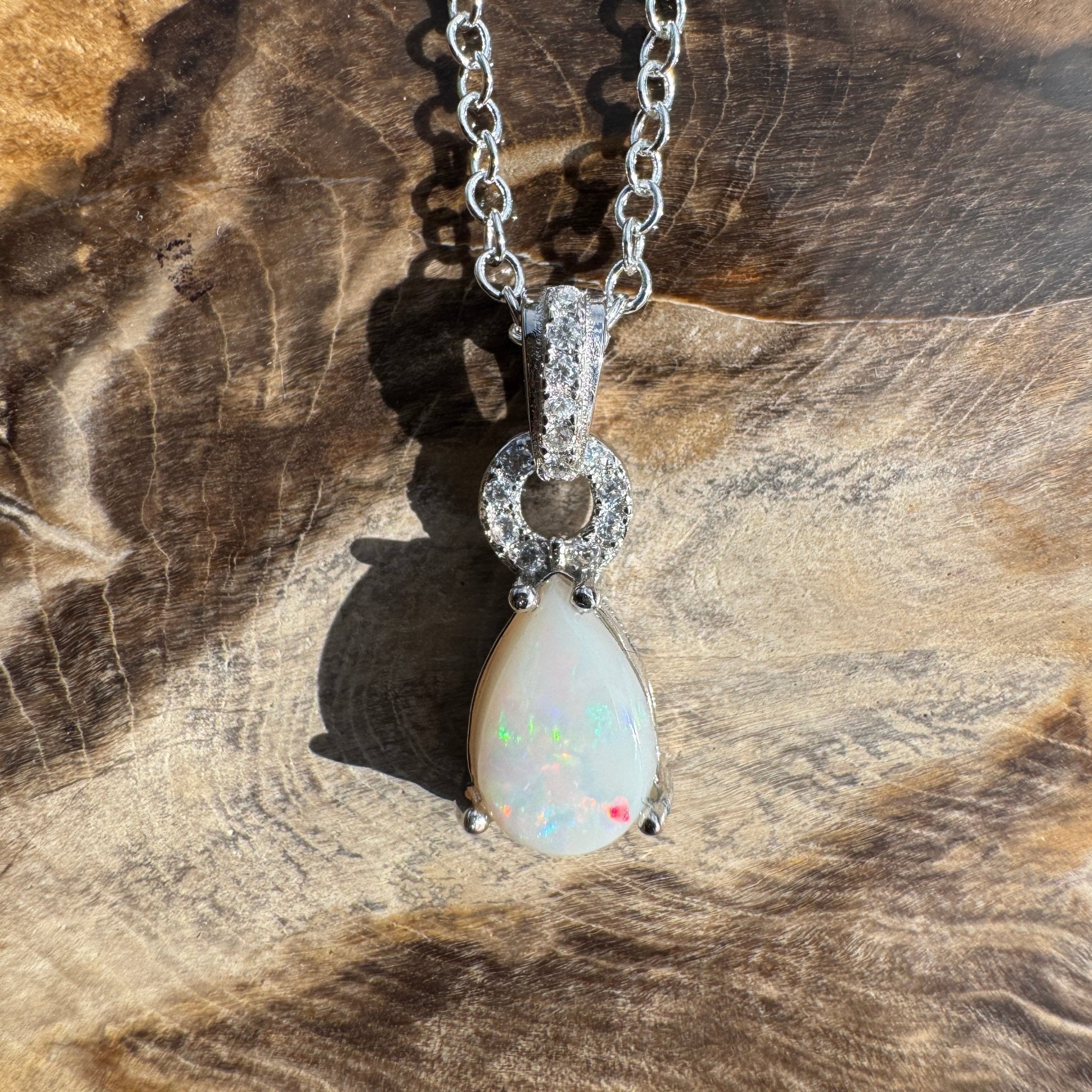 1ct Coober Pedy Opal Pendant Necklace ~ 'Sandstone Veil' | 925 Sterling Silver | Solid Australian Opal