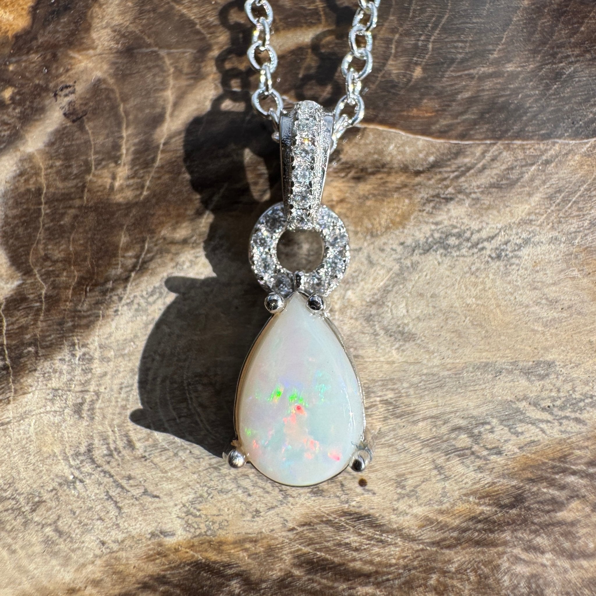 1ct Coober Pedy Opal Pendant Necklace ~ 'Sandstone Veil' | 925 Sterling Silver | Solid Australian Opal