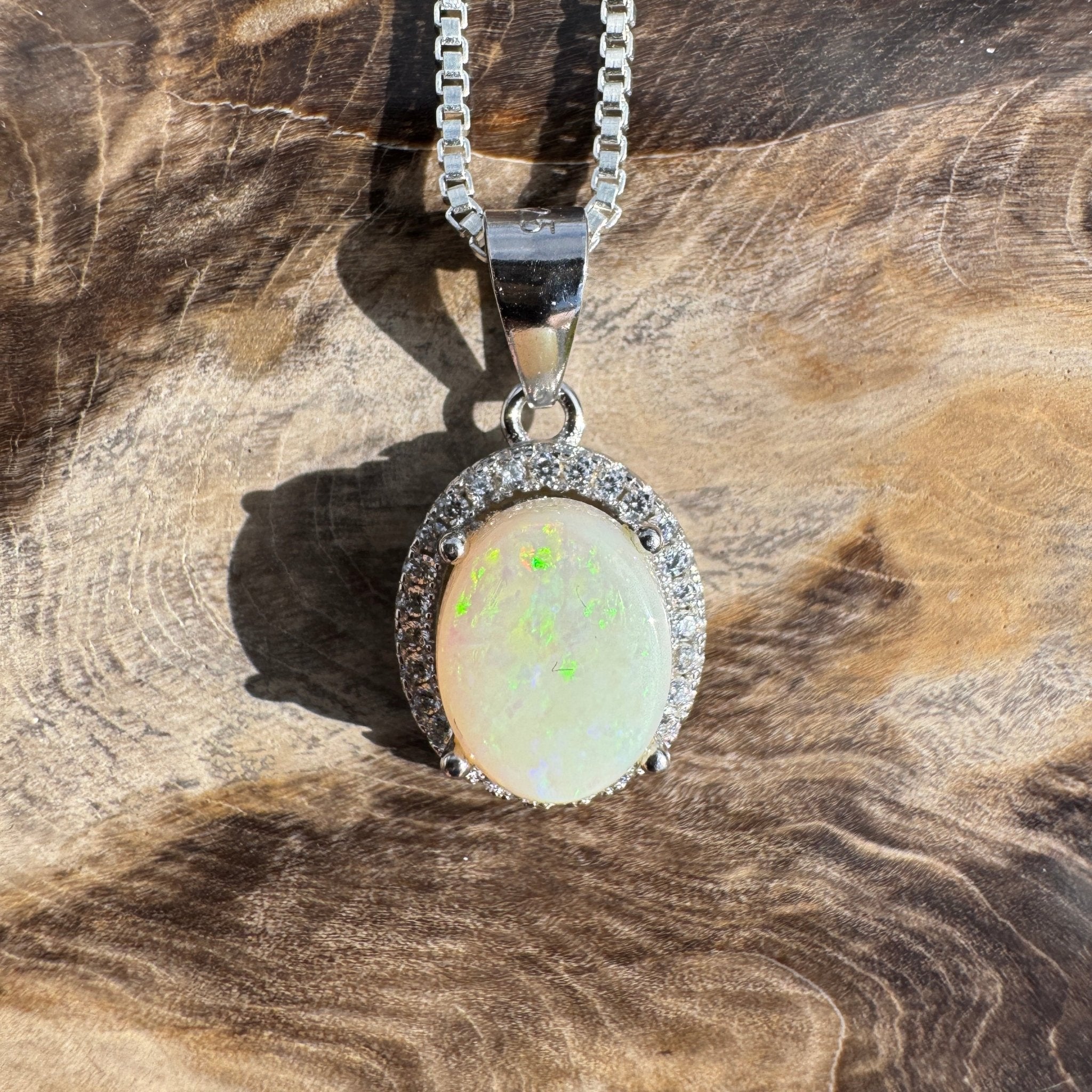 1ct Coober Pedy Opal Pendant Necklace ~ 'Stuart Range Mist' | 925 Sterling Silver | Solid Australian Opal