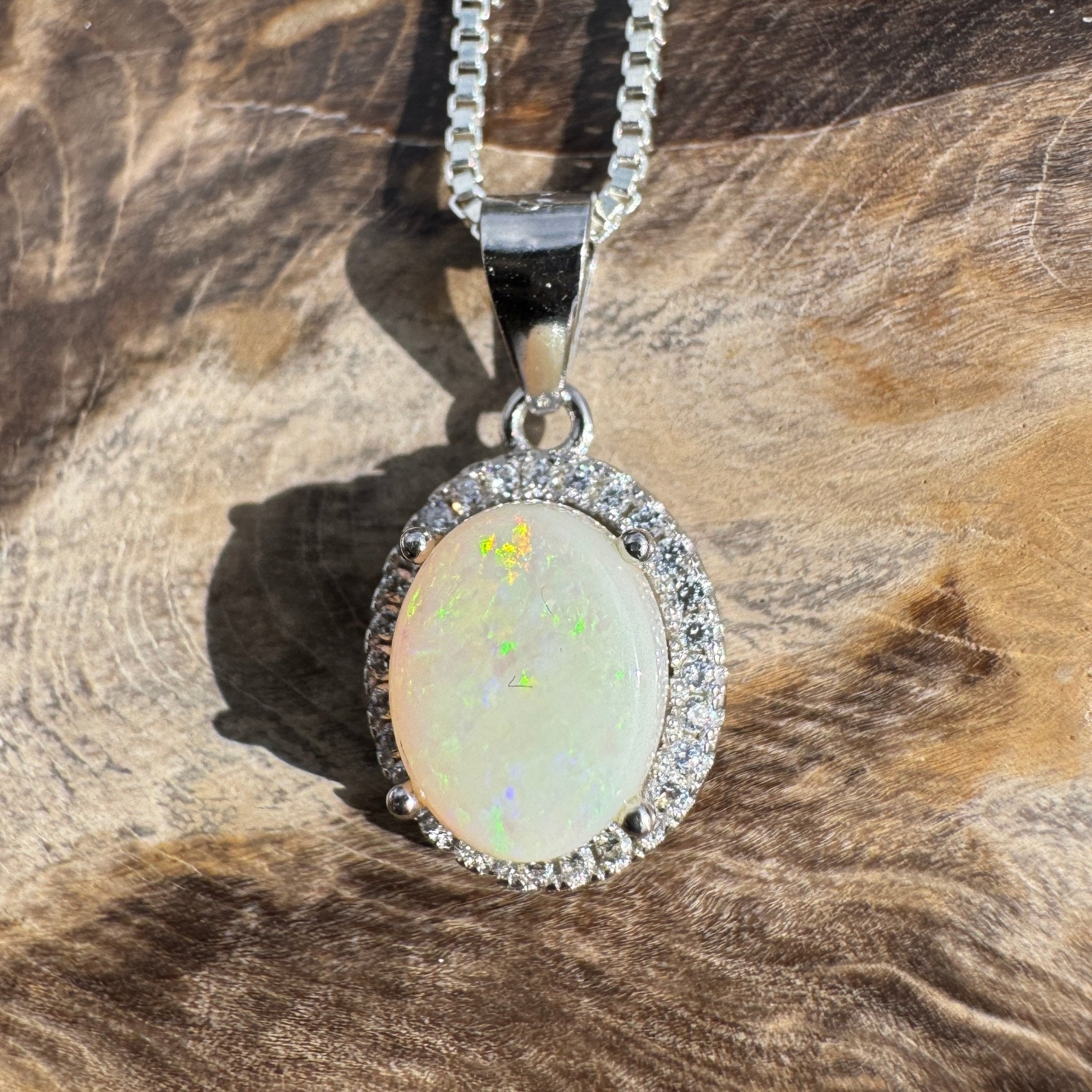 1ct Coober Pedy Opal Pendant Necklace ~ 'Stuart Range Mist' | 925 Sterling Silver | Solid Australian Opal