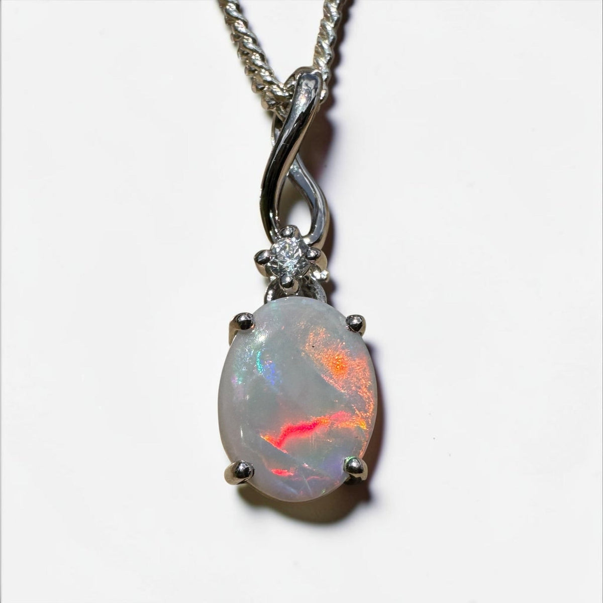 1ct Coober Pedy Opal Pendant Necklace ~ 'Tarcoola Firelight' | 925 Sterling Silver | Solid Australian Opal