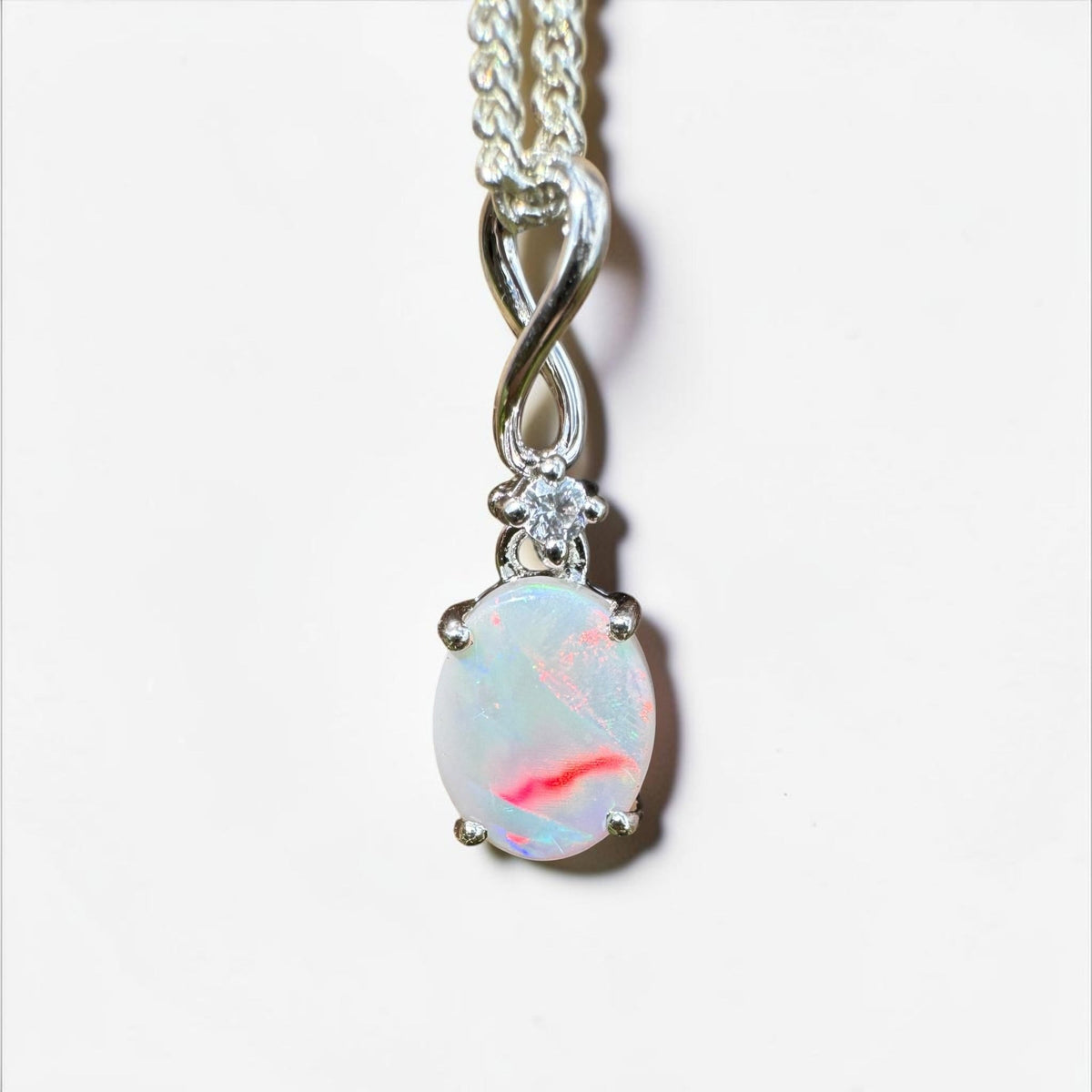 1ct Coober Pedy Opal Pendant Necklace ~ 'Tarcoola Firelight' | 925 Sterling Silver | Solid Australian Opal