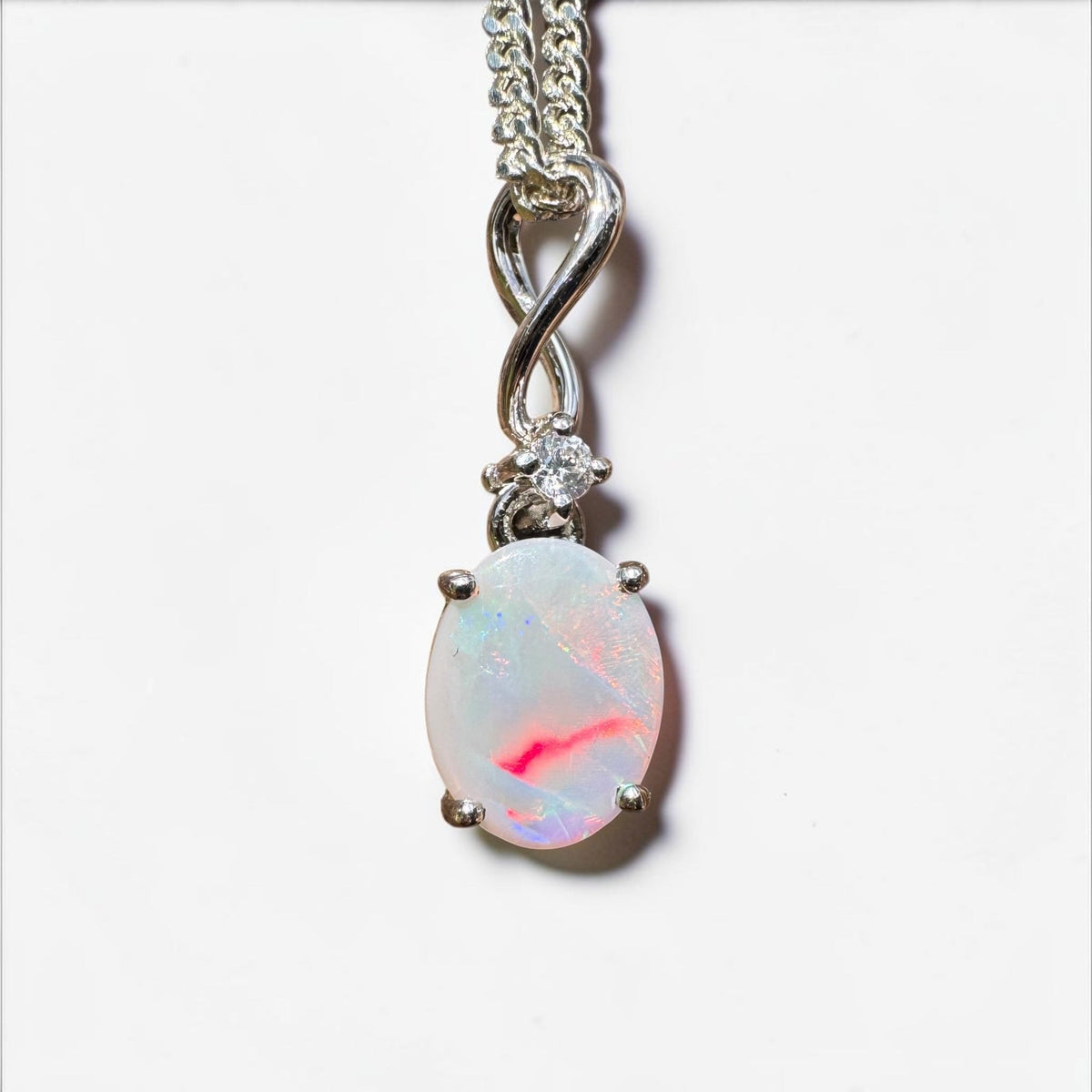 1ct Coober Pedy Opal Pendant Necklace ~ 'Tarcoola Firelight' | 925 Sterling Silver | Solid Australian Opal