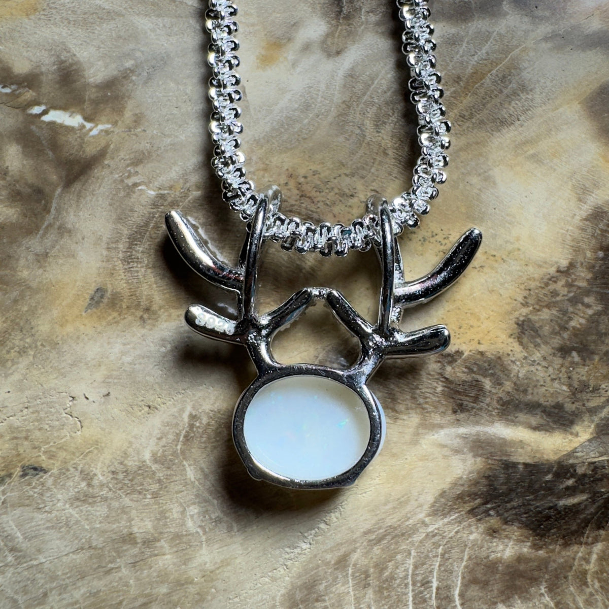 1ct Coober Pedy Opal Pendant Necklace ~ 'The Coral Coast Crawler' | 925 Sterling Silver | Solid Australian Opal