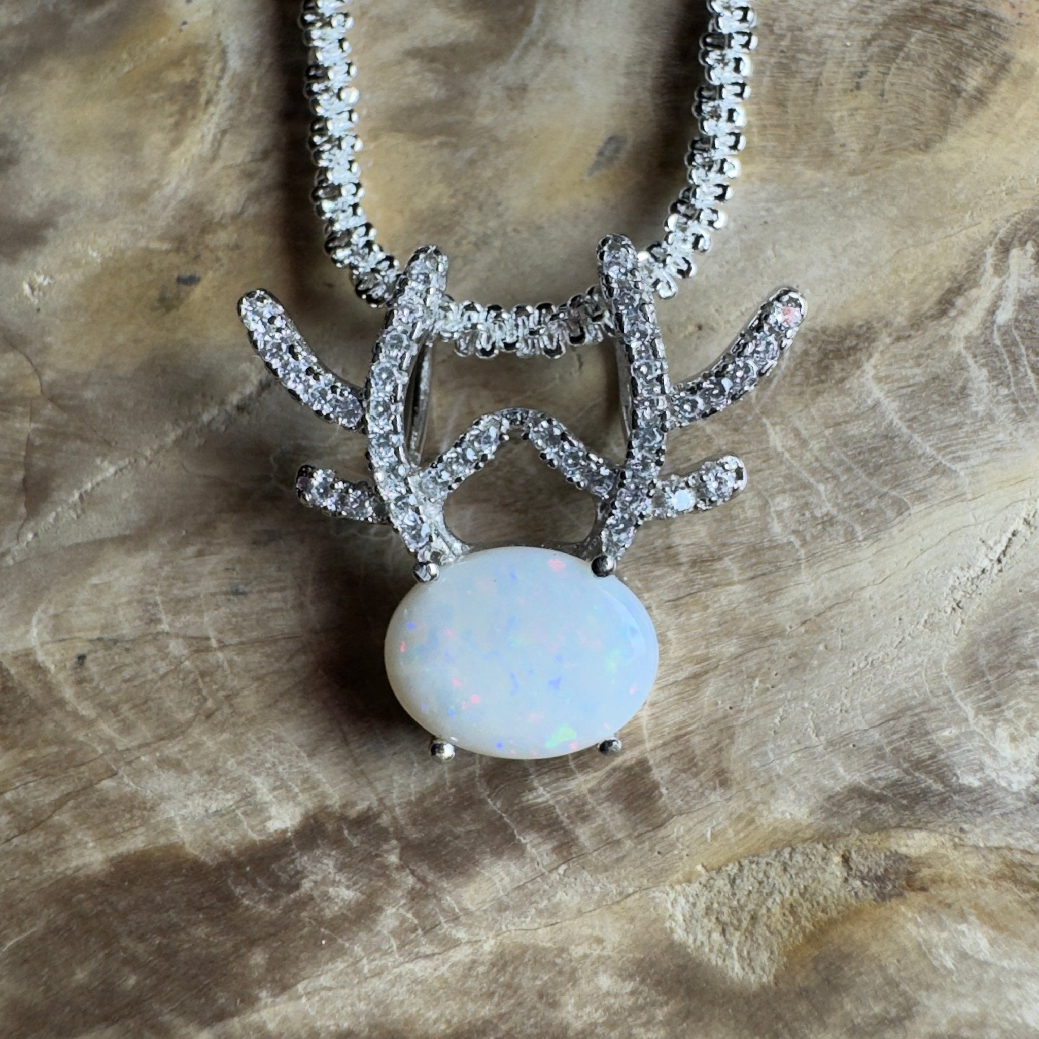 1ct Coober Pedy Opal Pendant Necklace ~ 'The Coral Coast Crawler' | 925 Sterling Silver | Solid Australian Opal