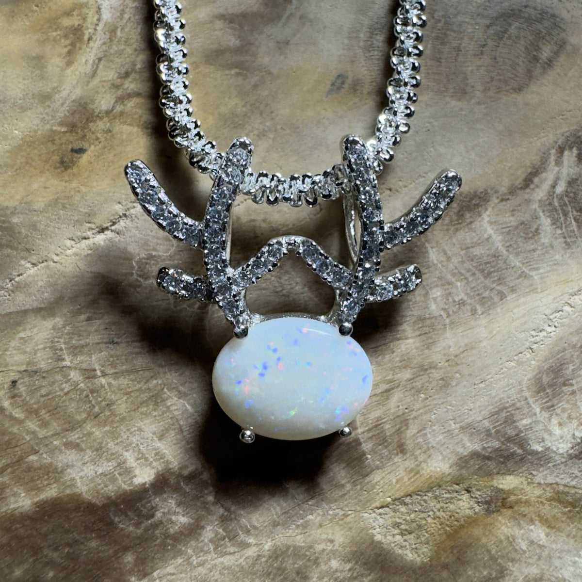 1ct Coober Pedy Opal Pendant Necklace ~ 'The Coral Coast Crawler' | 925 Sterling Silver | Solid Australian Opal