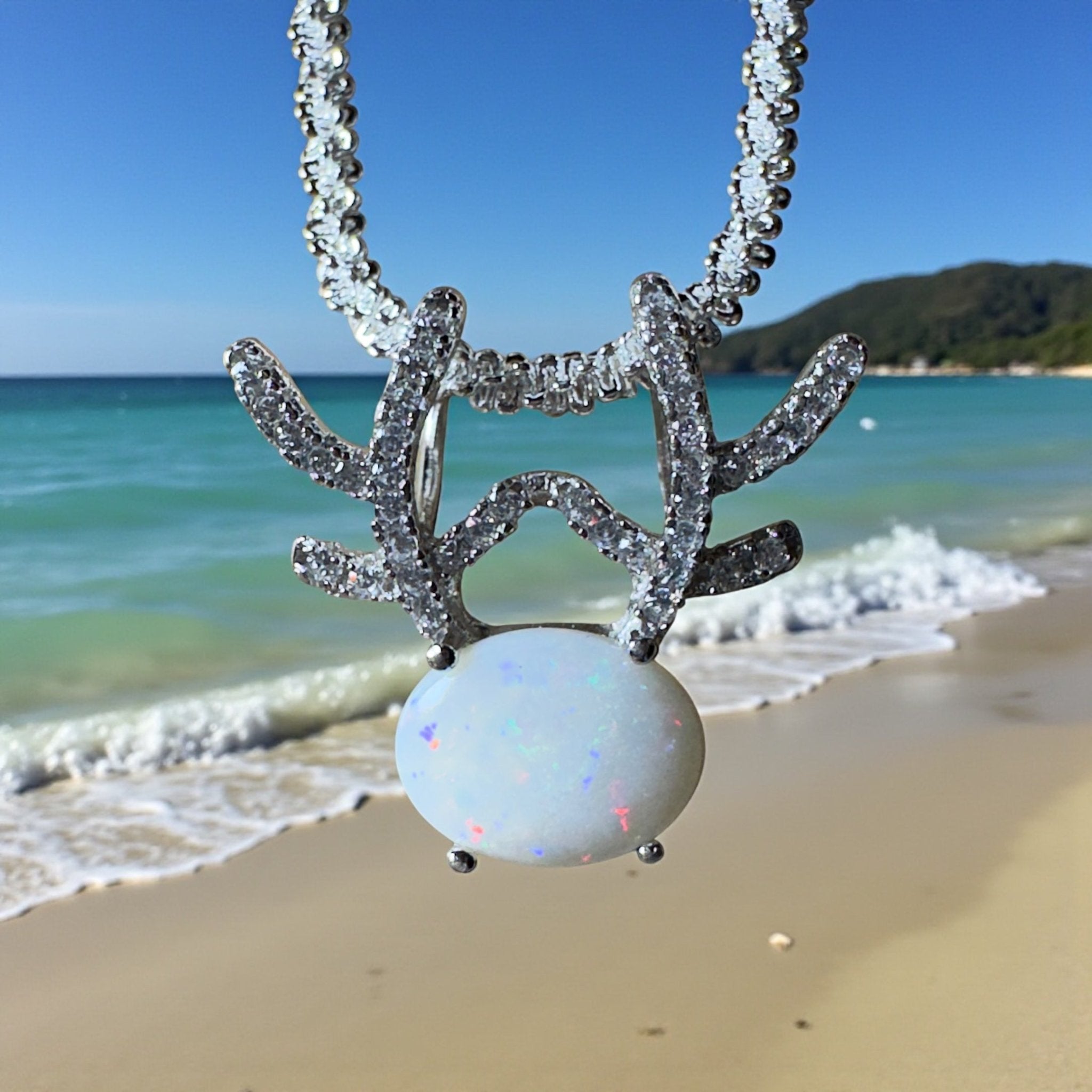 1ct Coober Pedy Opal Pendant Necklace ~ 'The Coral Coast Crawler' | 925 Sterling Silver | Solid Australian Opal