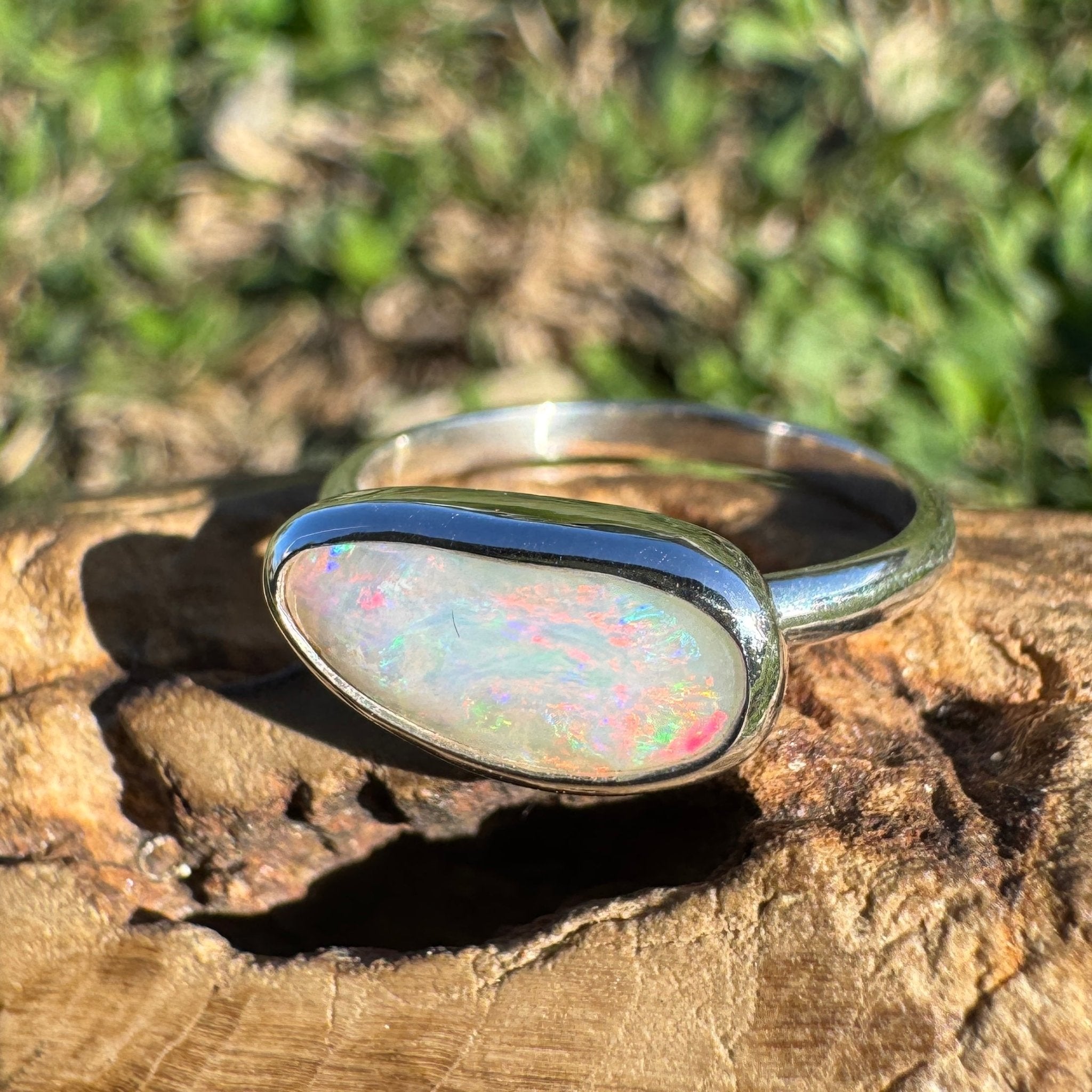 1ct Coober Pedy Opal Ring ~ 'Sturt Desert Glow' | 925 Sterling Silver | Solid Australian Opal
