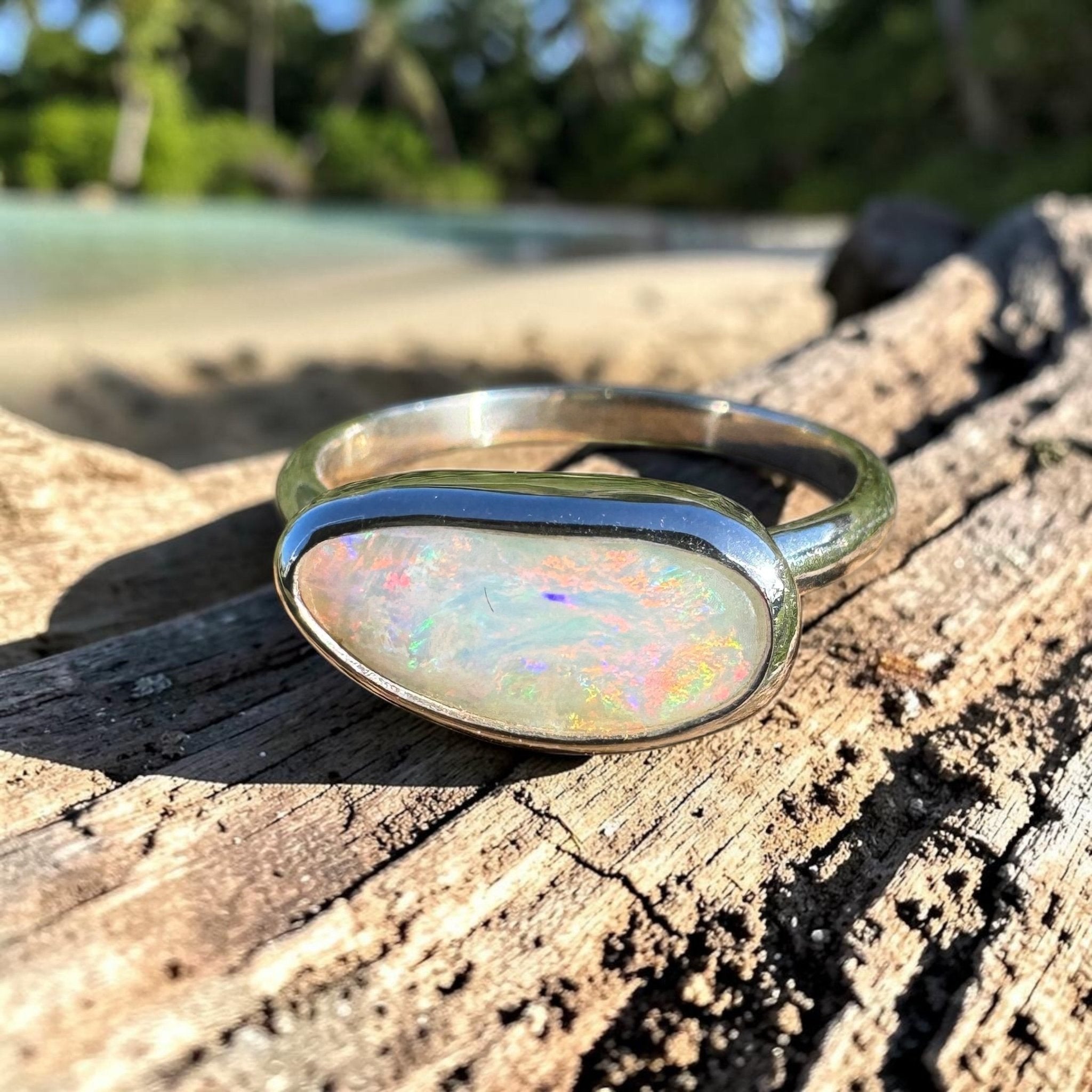 1ct Coober Pedy Opal Ring ~ 'Sturt Desert Glow' | 925 Sterling Silver | Solid Australian Opal