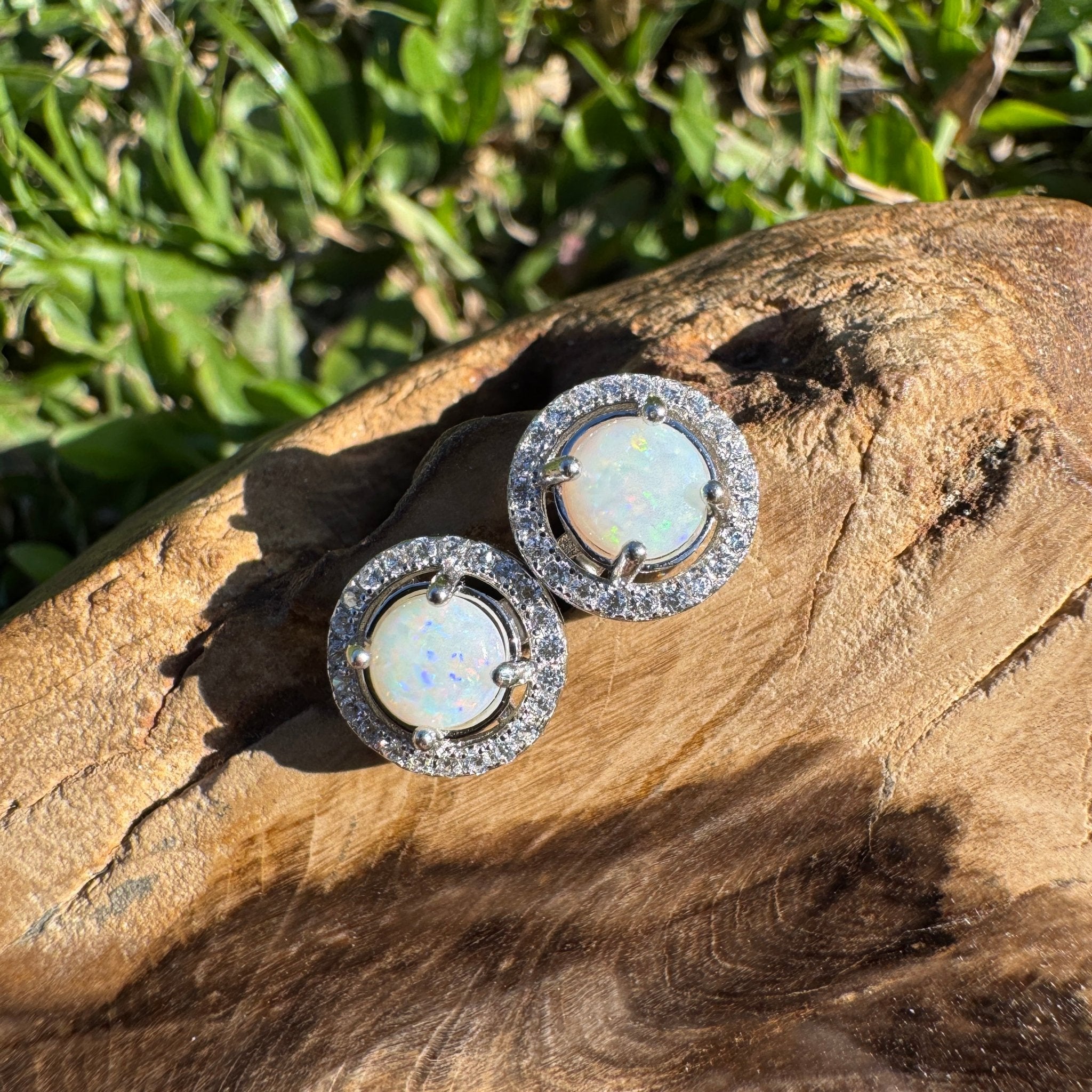 1ct Coober Pedy Opal Stud Earrings ~ 'Yallingup Twin Sparks' | 925 Sterling Silver | Solid Australian Opal